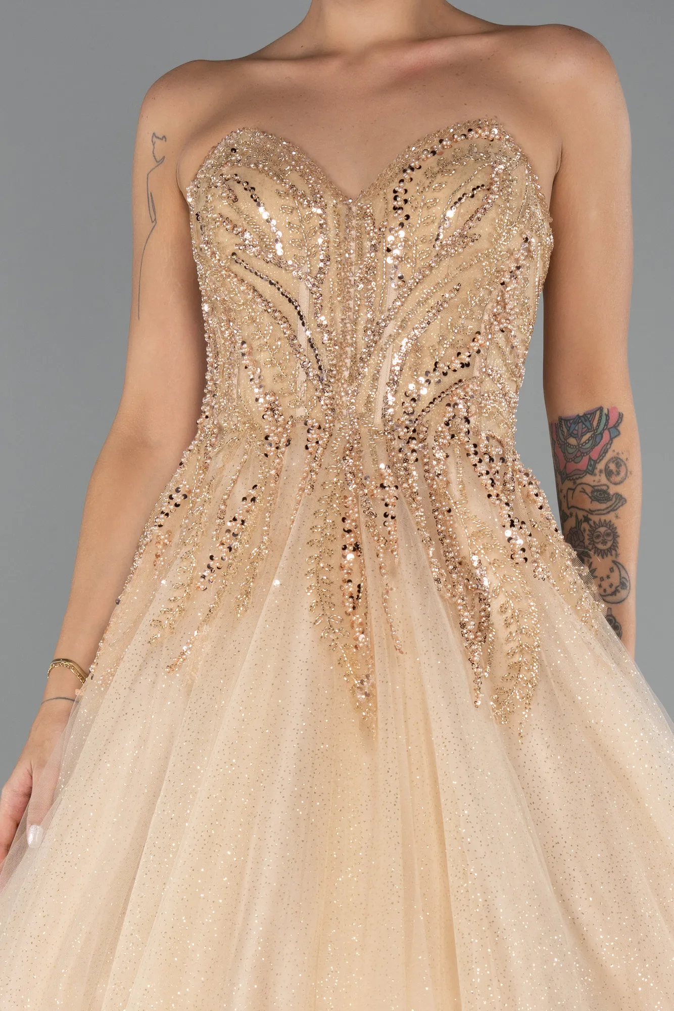 Gold-Long Haute Couture Dress ABU5343