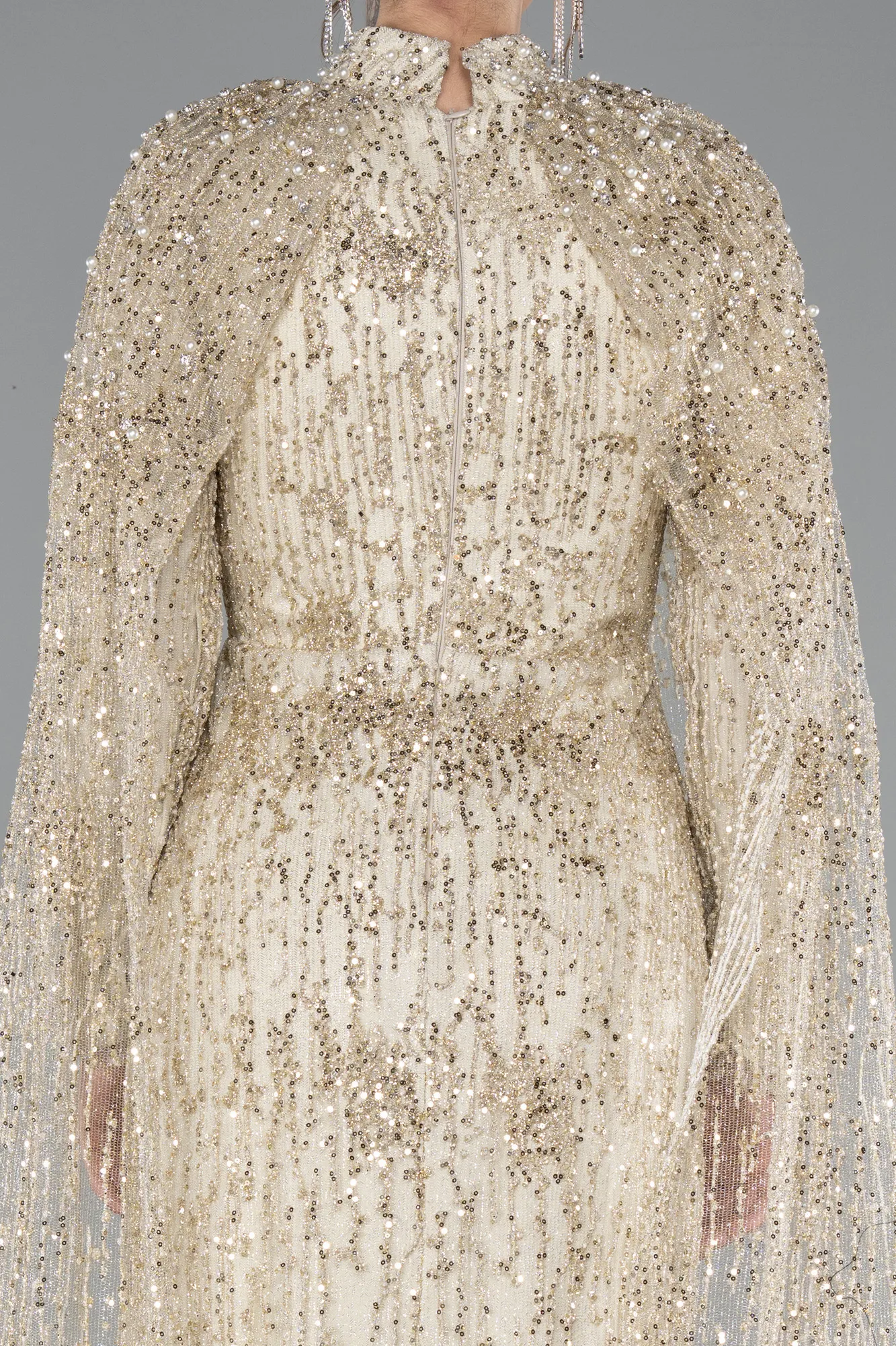 Gold-Long Hijab Dress ABU4993