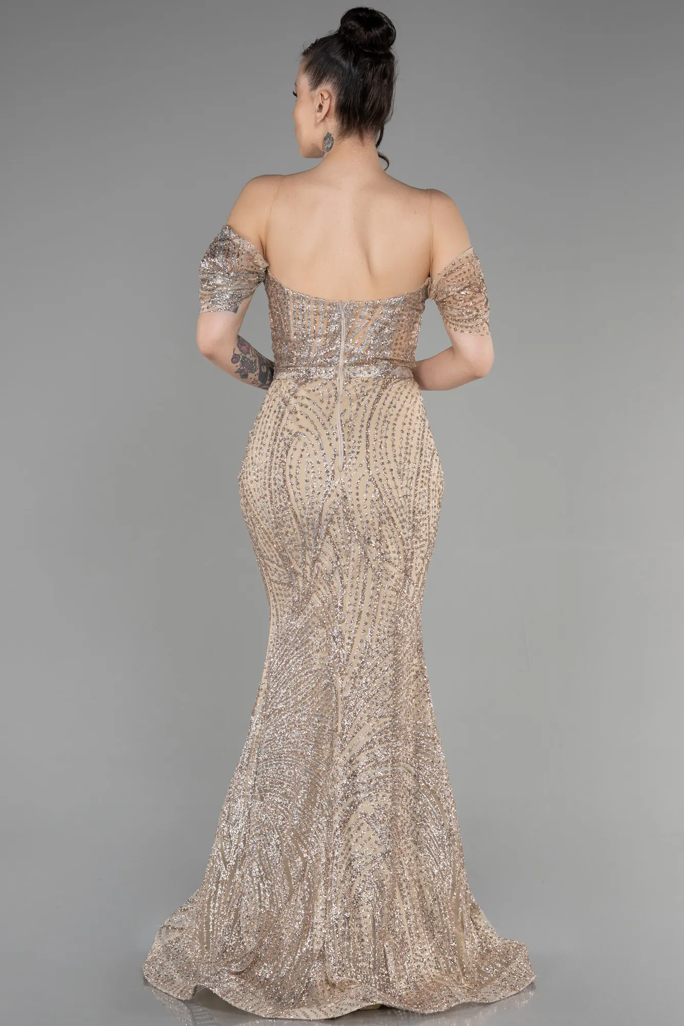 Gold-Long Mermaid Evening Dress ABU3527