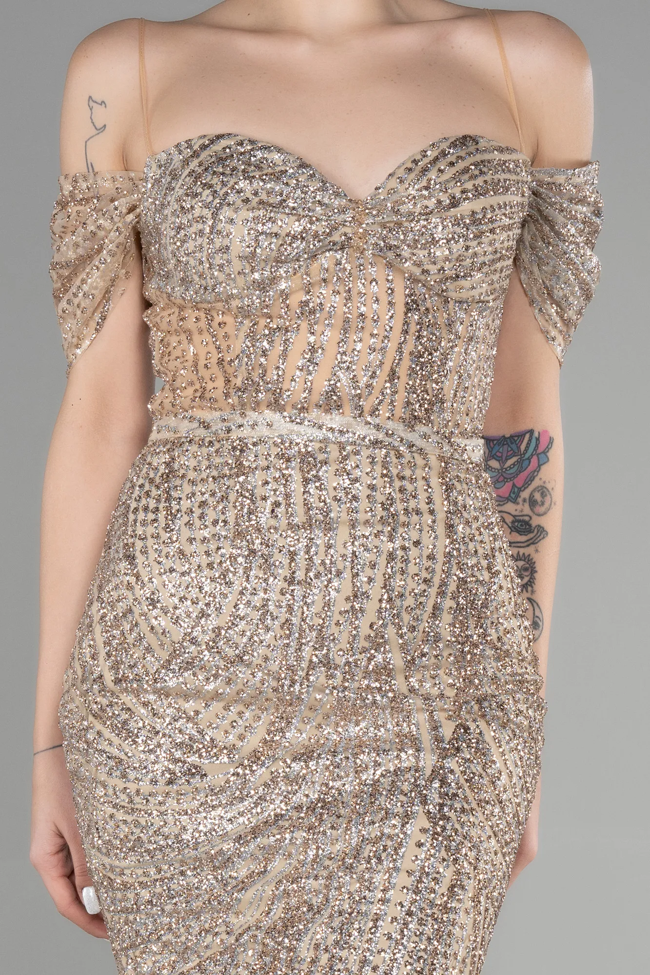 Gold-Long Mermaid Evening Dress ABU3527