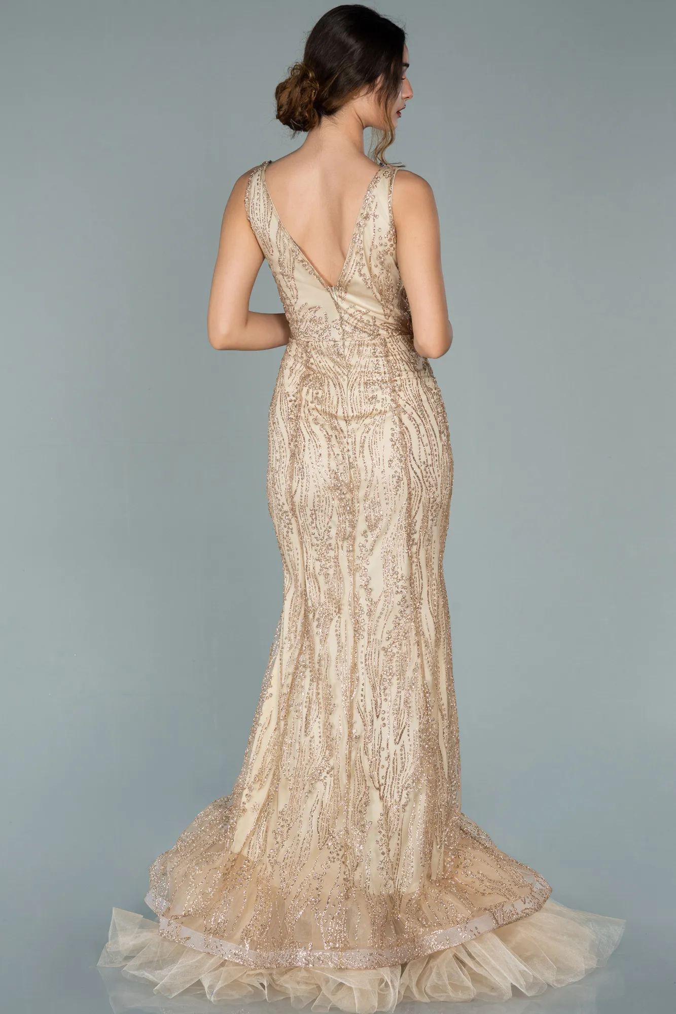 Gold-Long Mermaid Prom Dress ABU1979