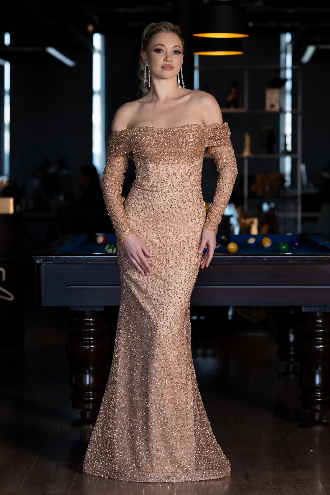 Gold-Long Mermaid Prom Dress ABU3777