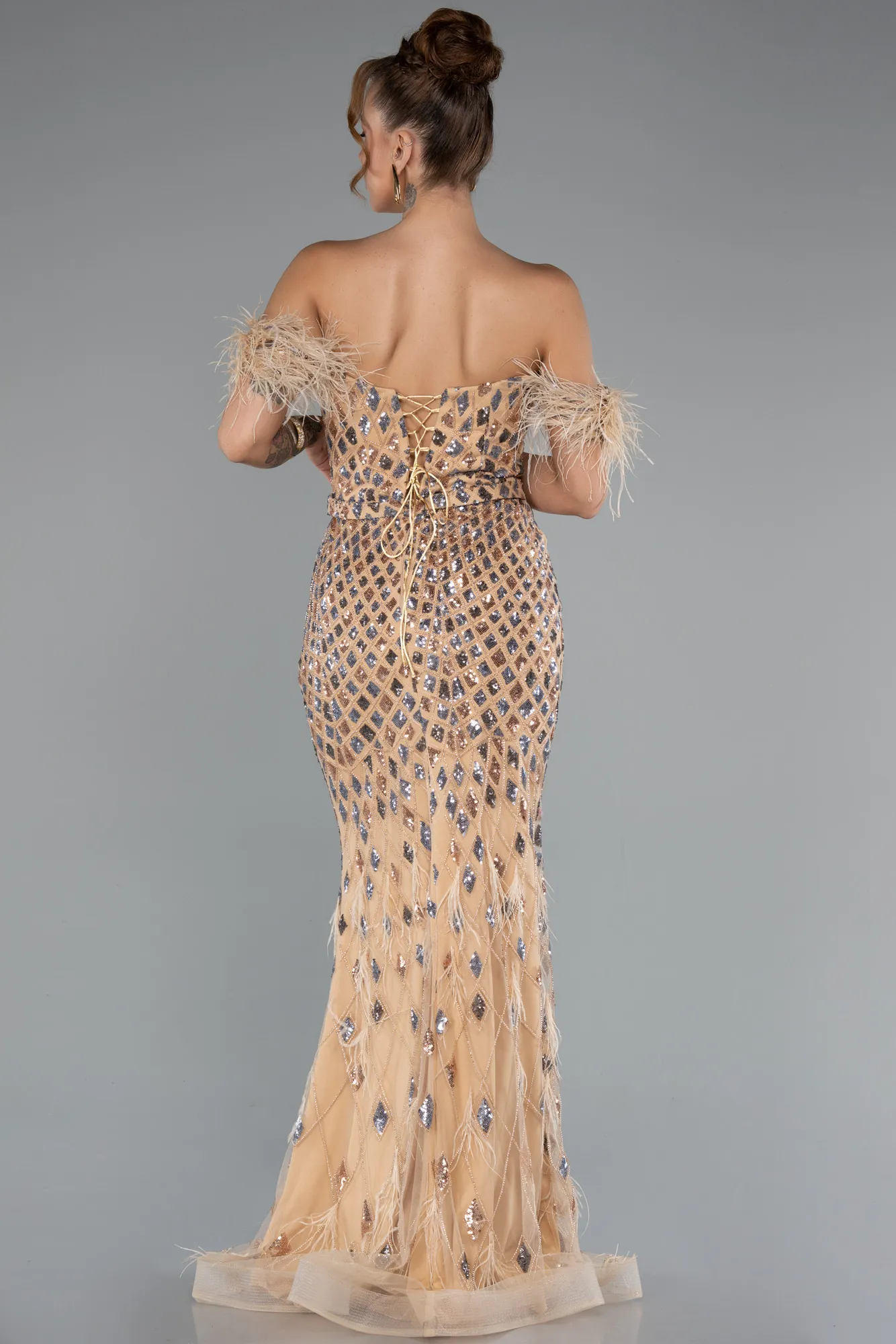 Gold-Long Mermaid Prom Dress ABU4955