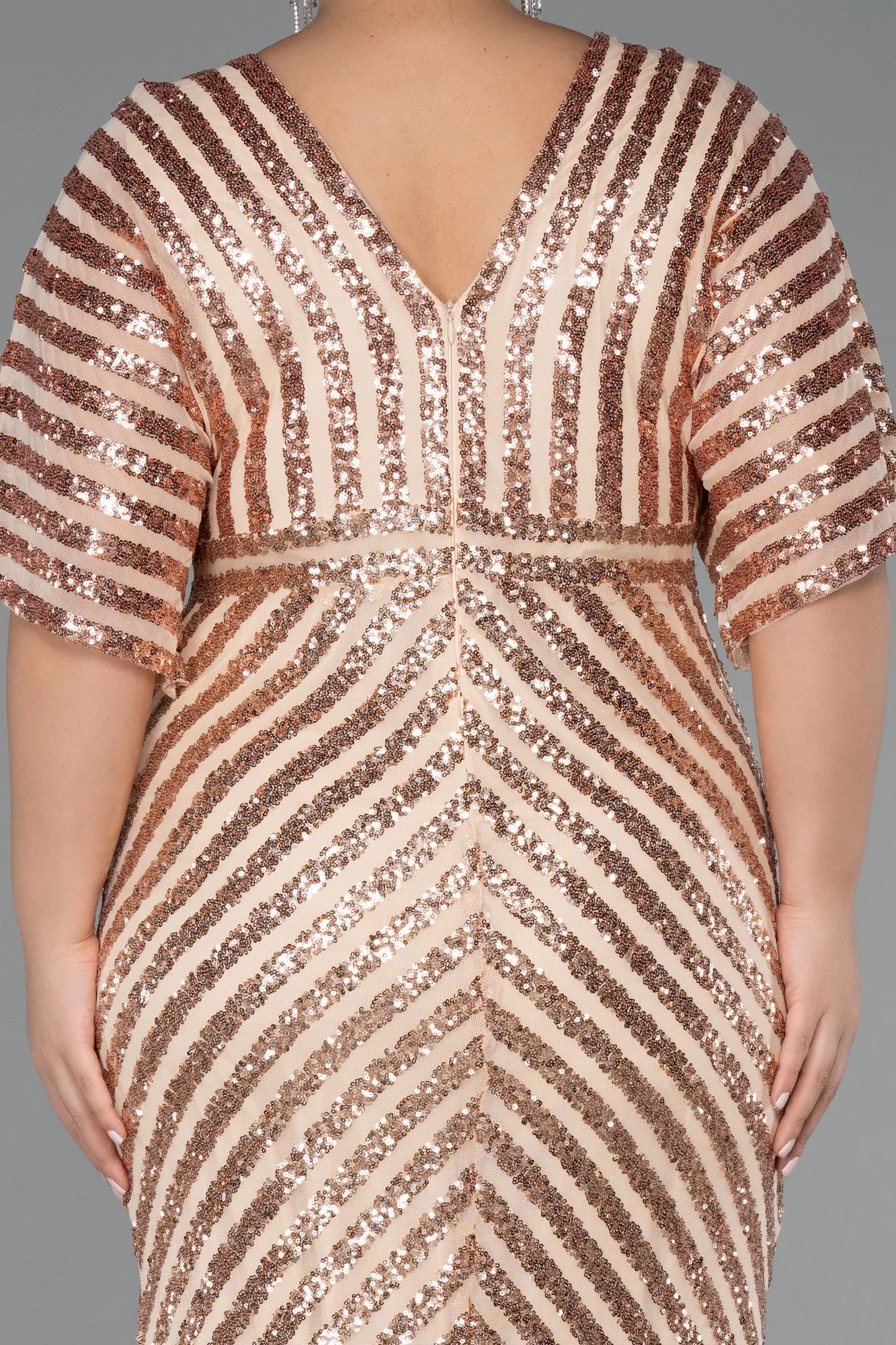 Gold-Long Plus Size Evening Dress ABU2309