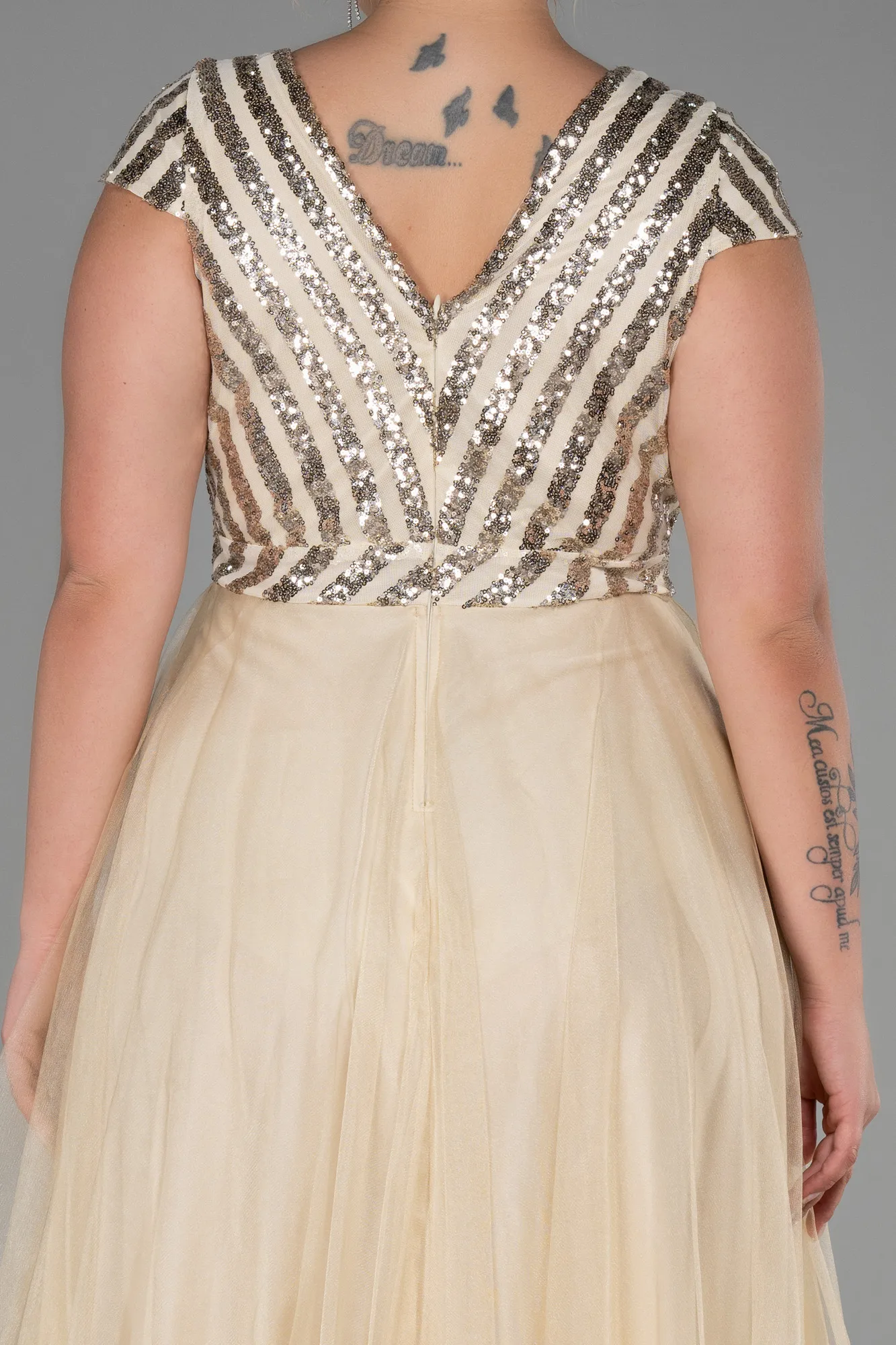 Gold-Long Plus Size Evening Dress ABU3281
