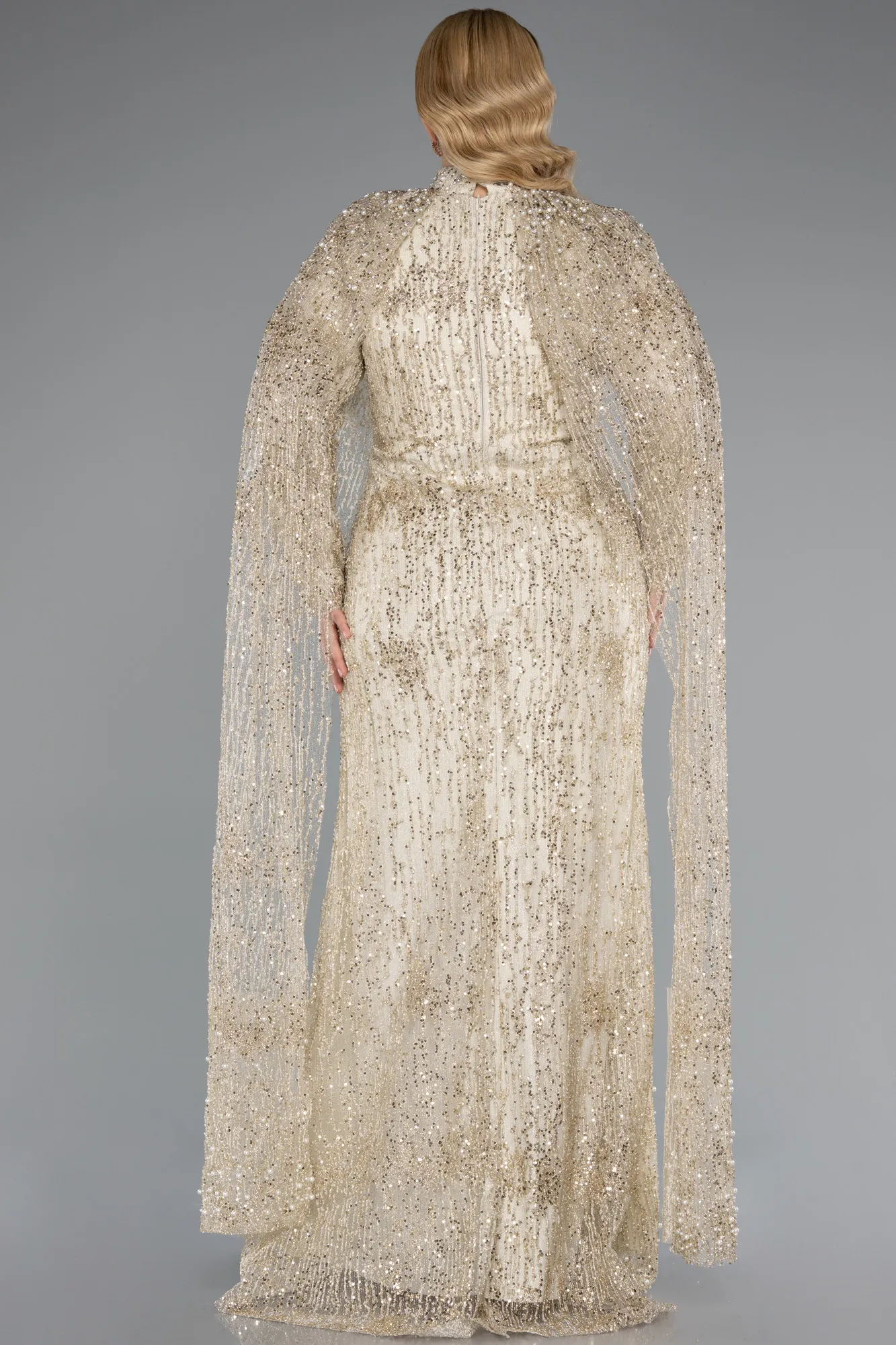 Gold-Long Plus Size Evening Dress ABU4995