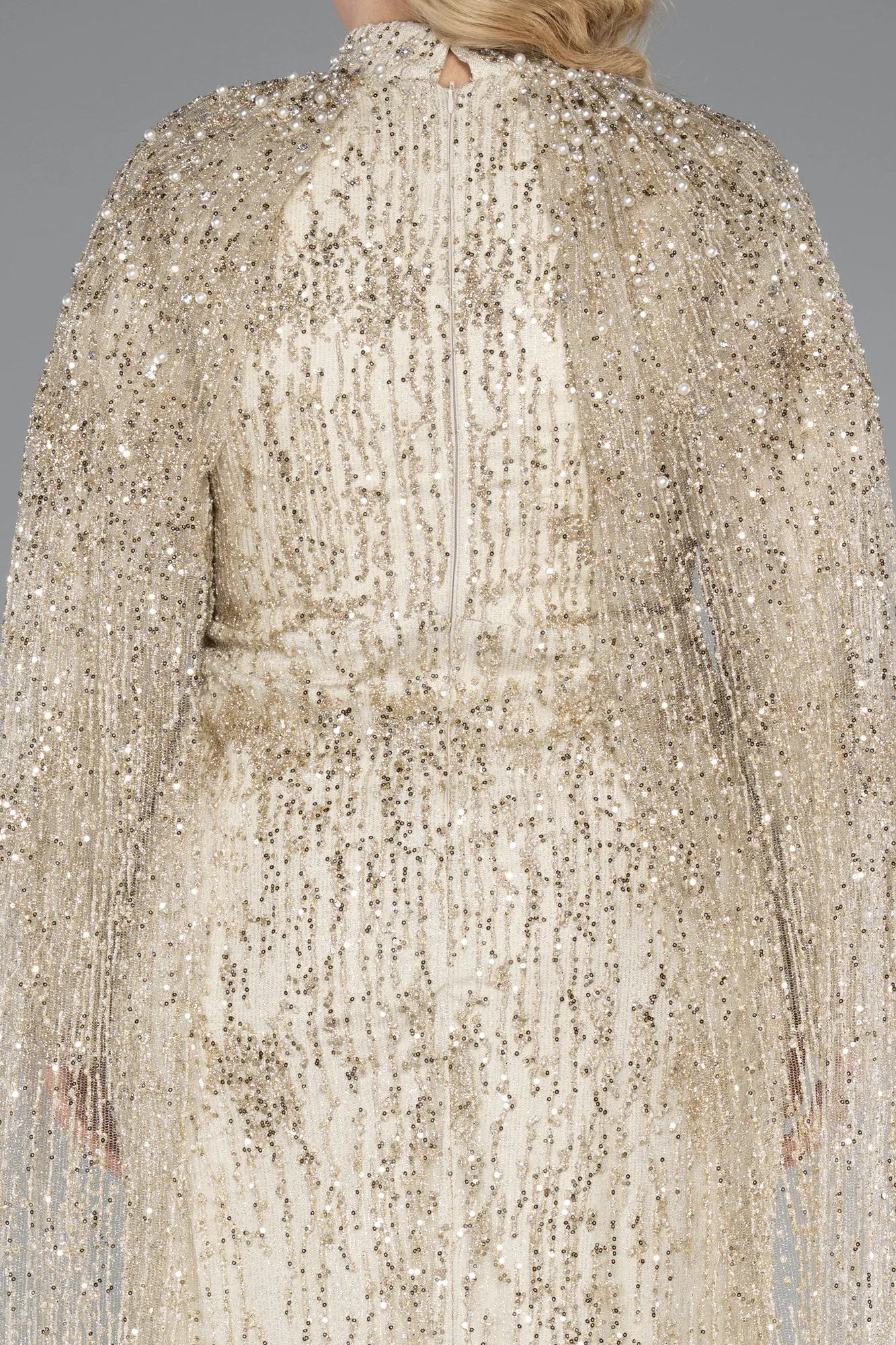 Gold-Long Plus Size Evening Dress ABU4995