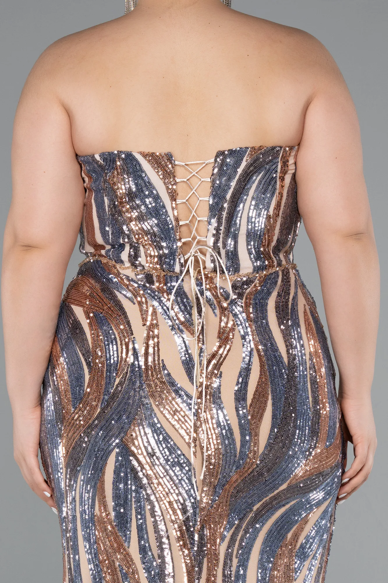 Gold-Long Plus Size Evening Dress ABU5025