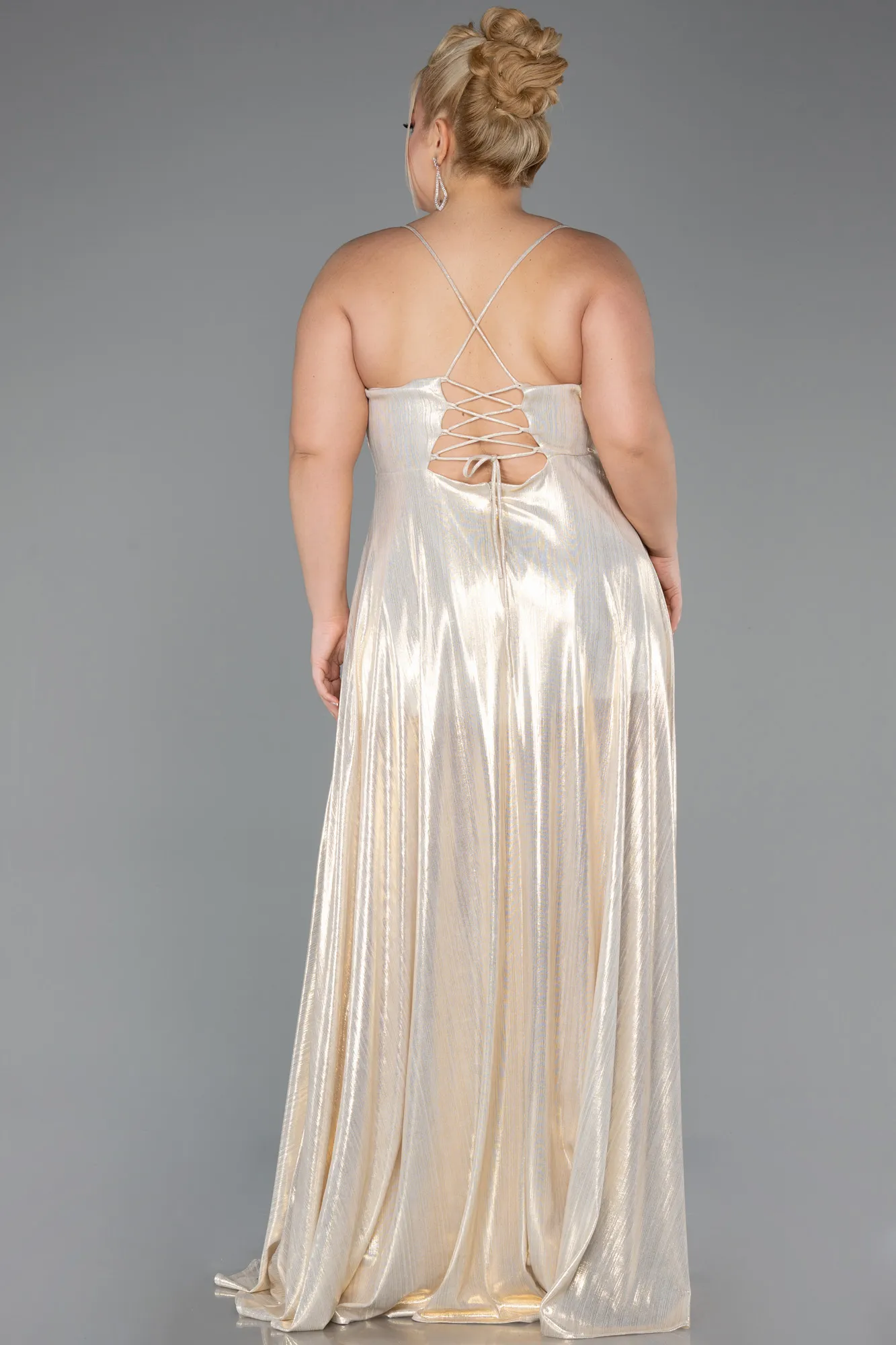Gold-Long Plus Size Prom Dress ABU5357