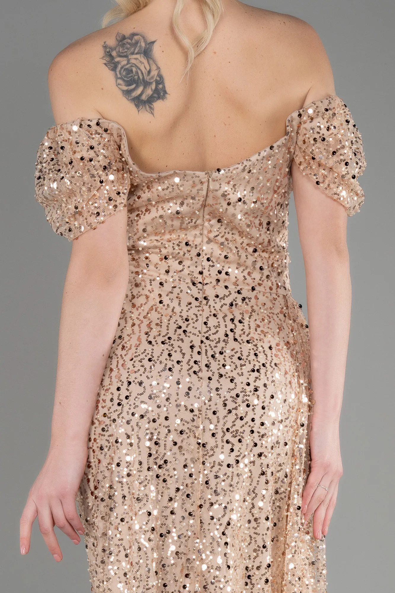 Gold-Long Scaly Evening Dress ABU3749