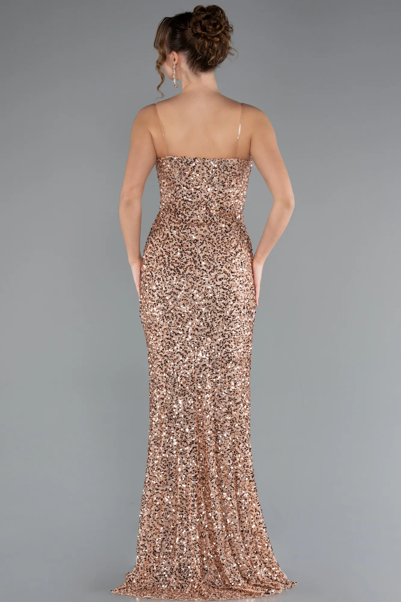 Gold-Long Scaly Evening Dress ABU5014