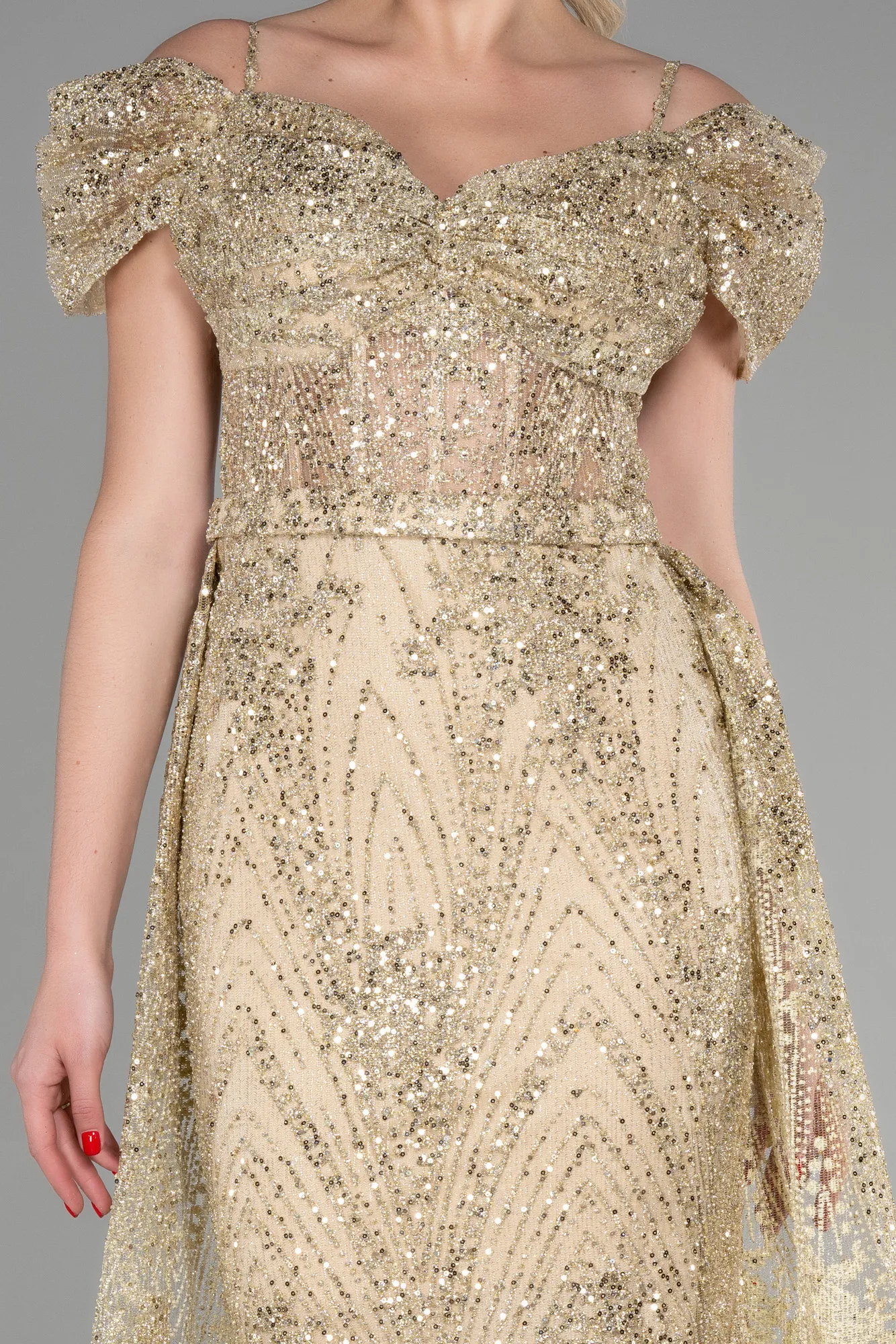 Gold-Long Scaly Mermaid Evening Dress ABU3452