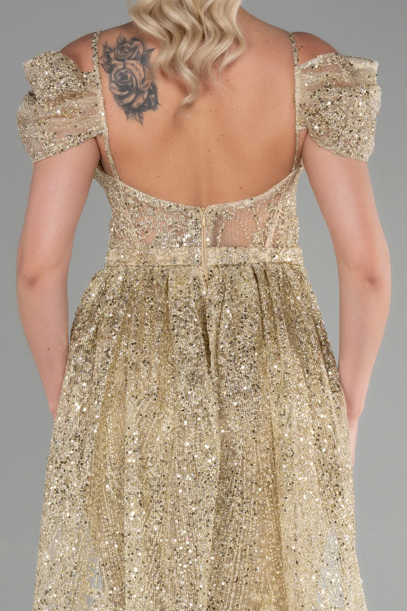 Gold-Long Scaly Mermaid Evening Dress ABU3452