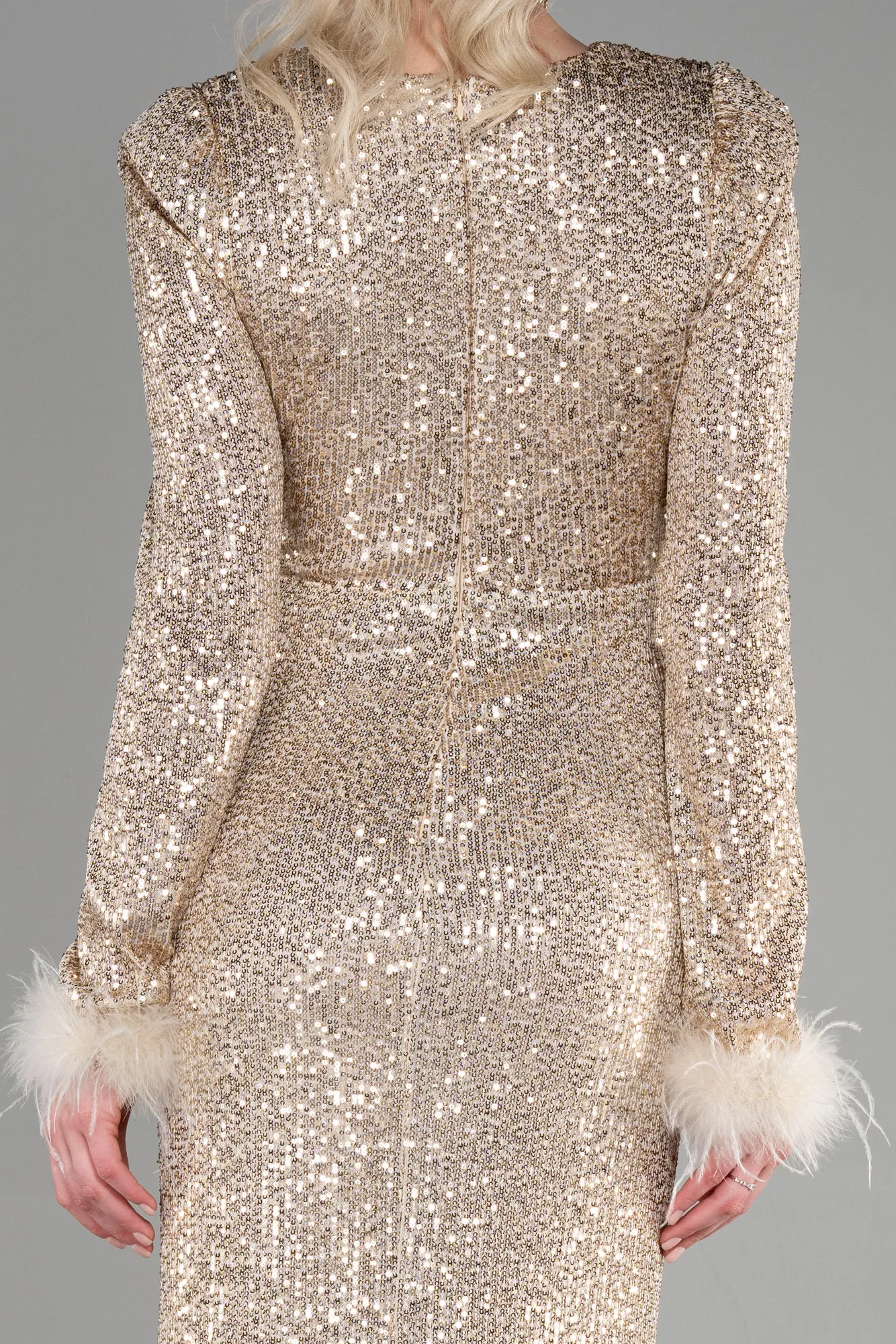 Gold-Long Scaly Mermaid Prom Dress ABU3177