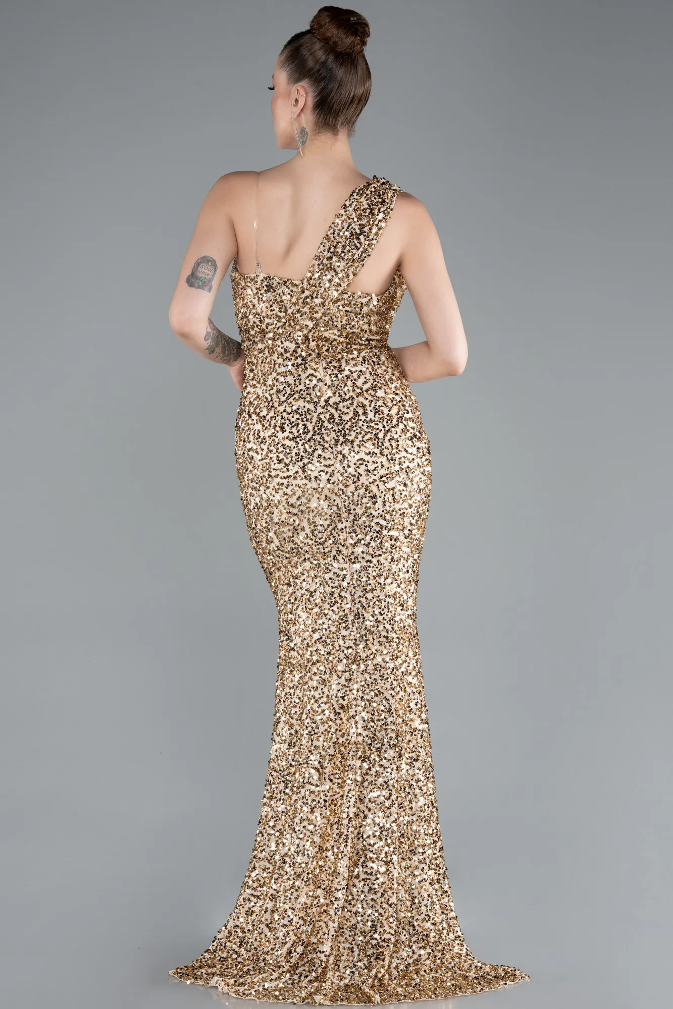 Gold-Long Scaly Mermaid Prom Dress ABU4915