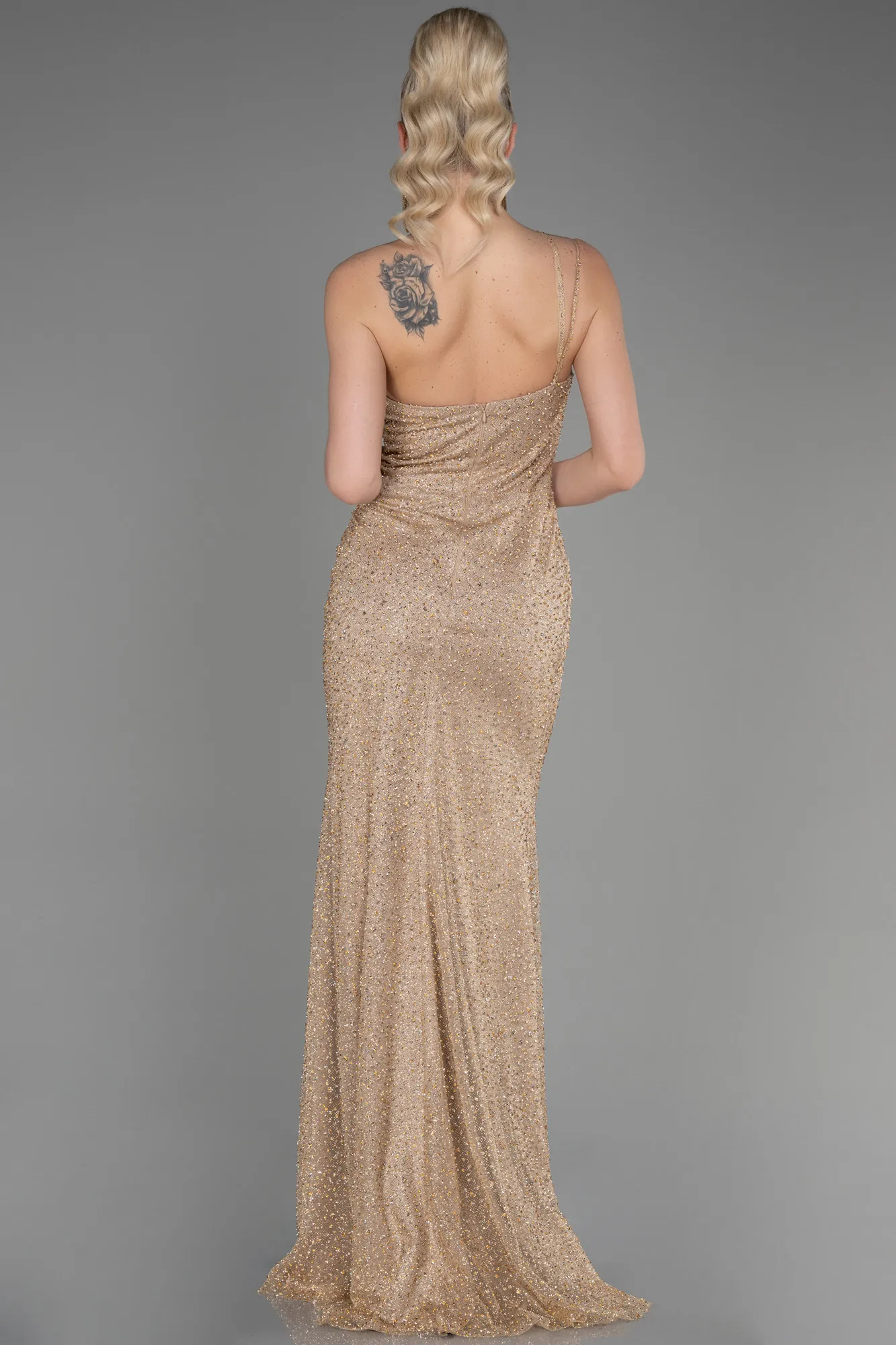 Gold-Long Stony Haute Couture Dress ABU3563