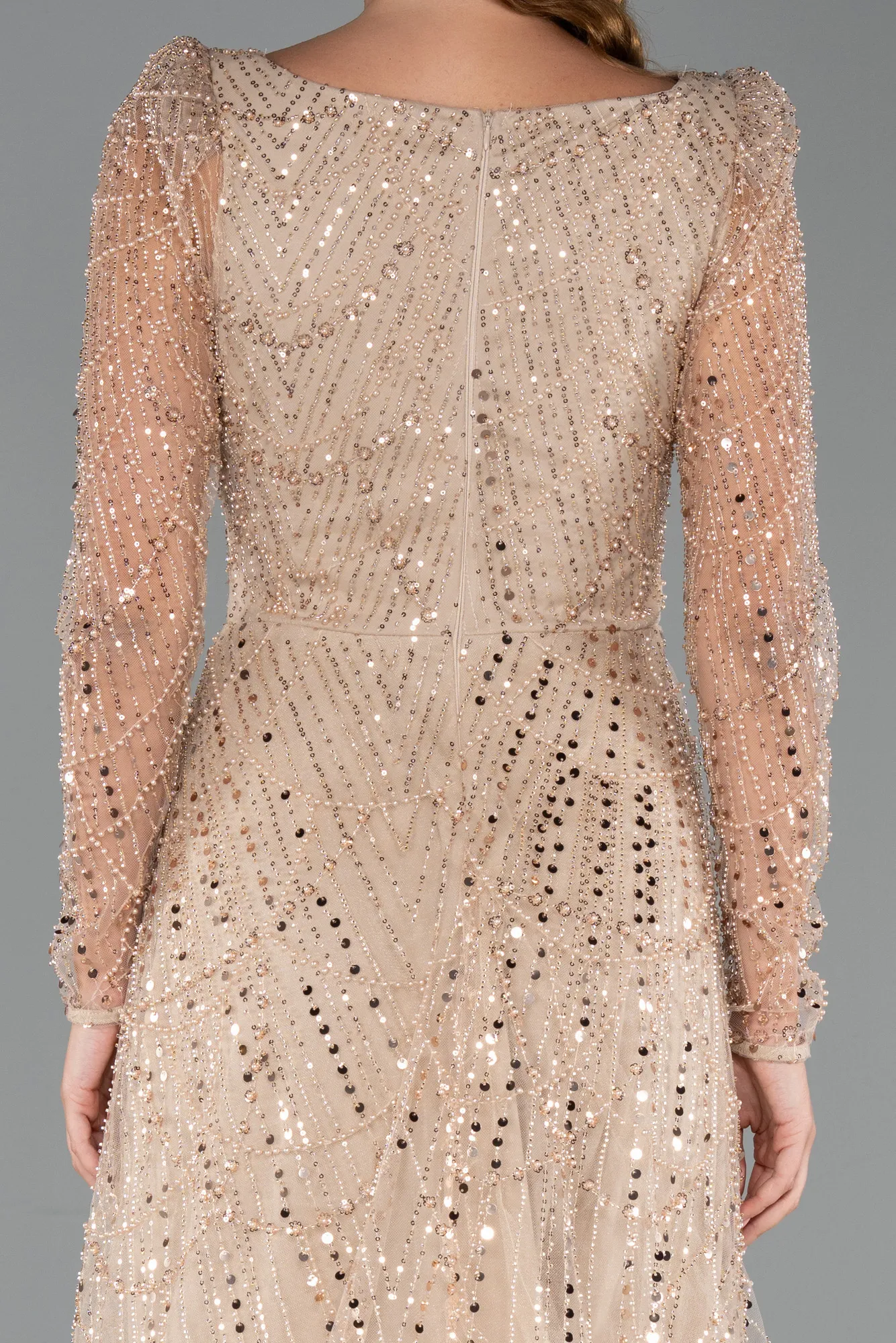 Gold-Midi Beaded Cocktail Dress ABK2469