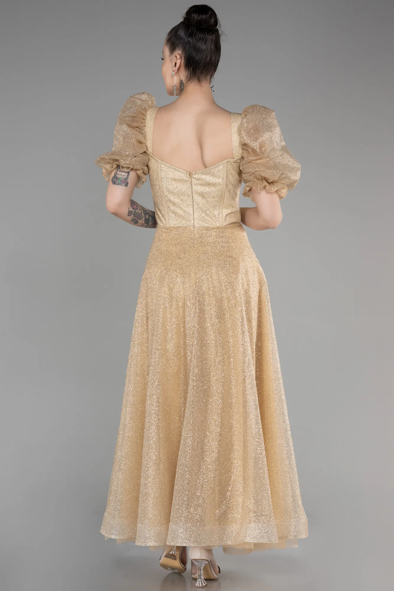 Gold-Midi Evening Dress ABK1947