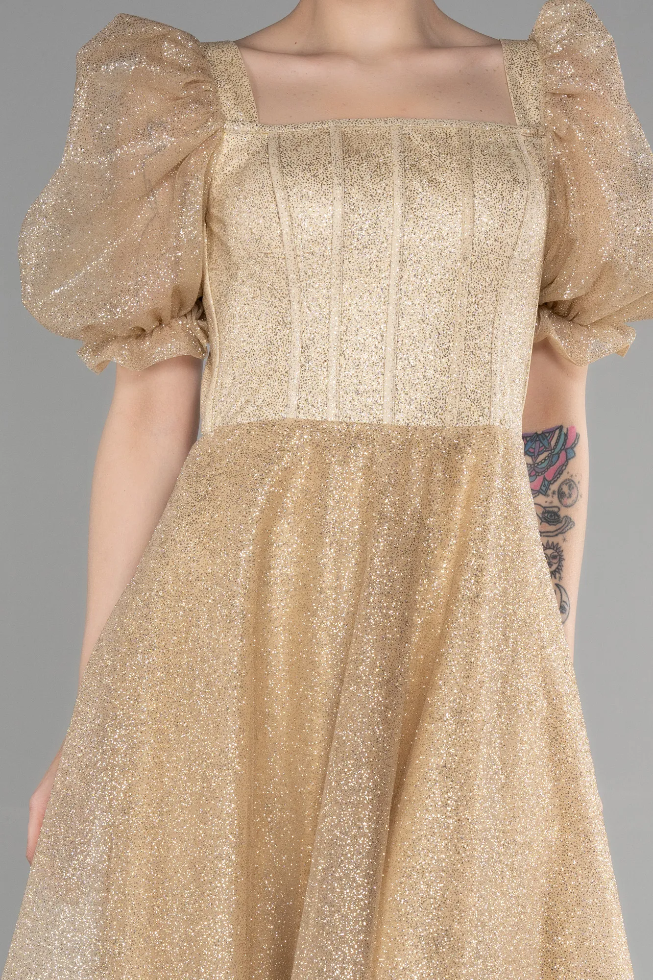 Gold-Midi Evening Dress ABK1947