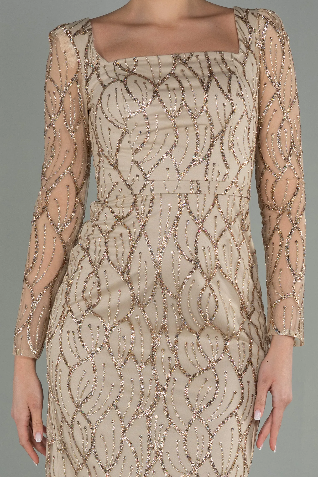 Gold-Midi Invitation Dress ABK1720