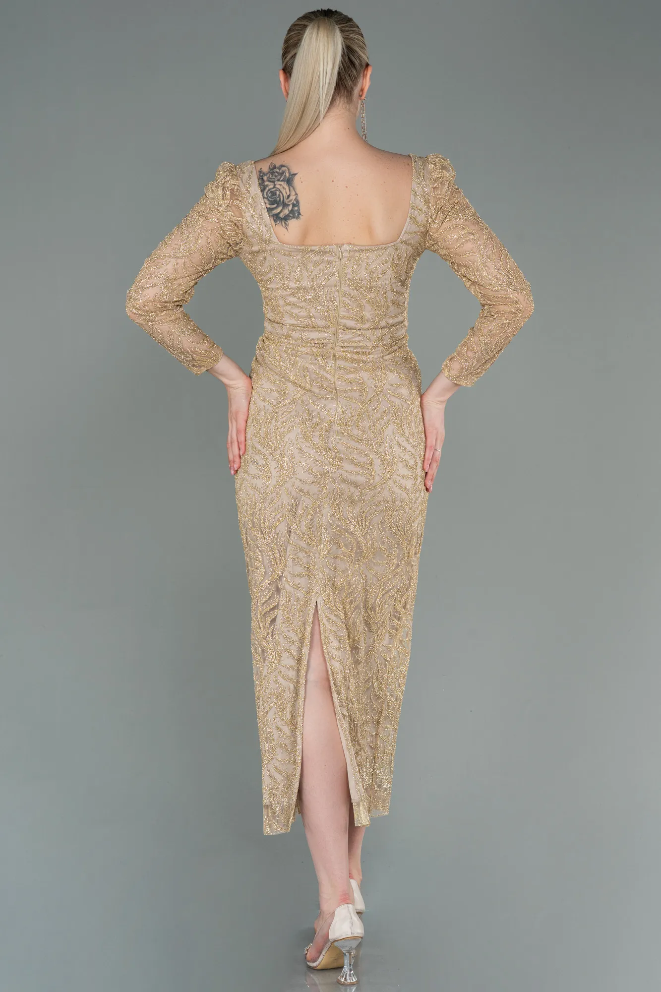 Gold-Midi Invitation Dress ABK1785