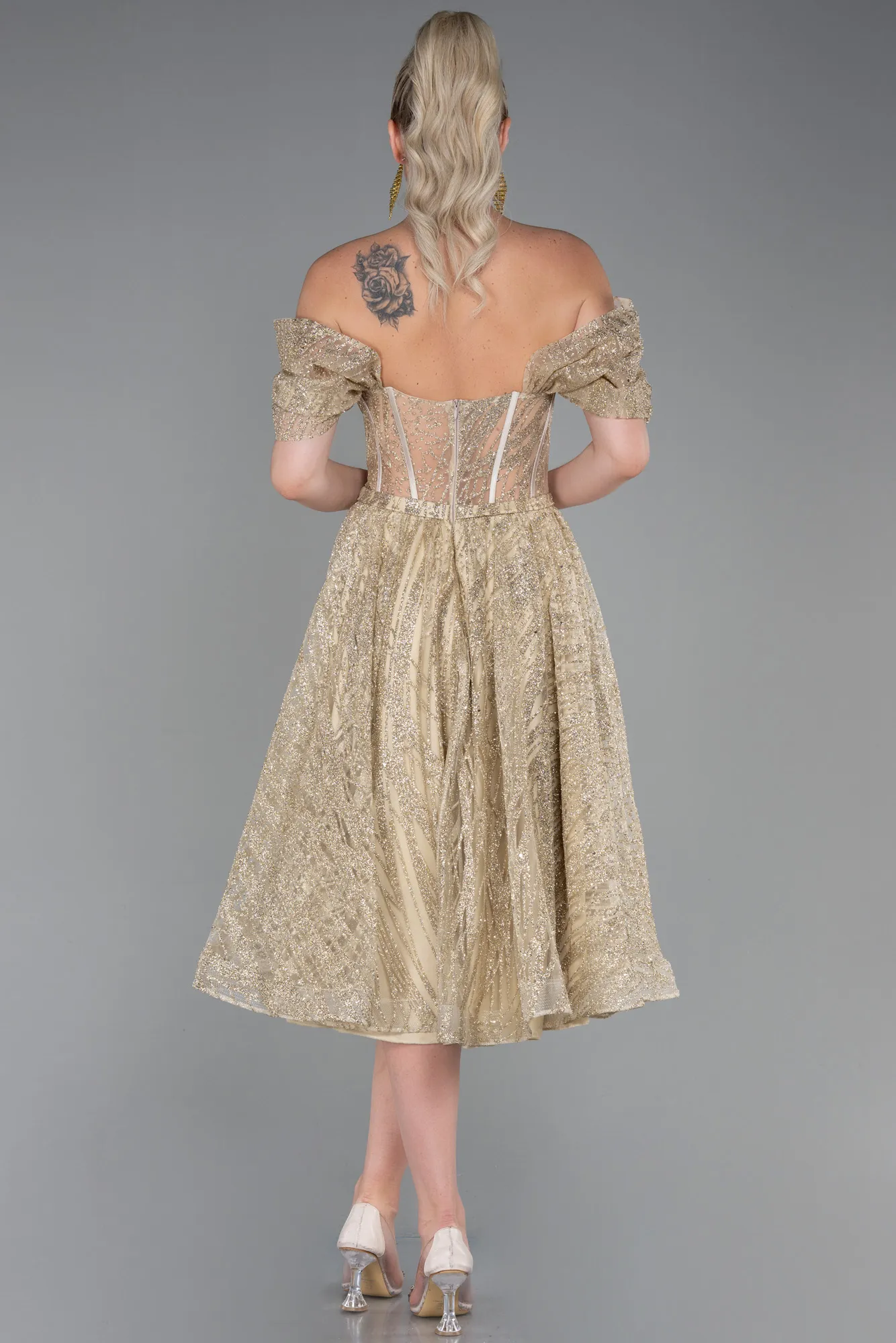 Gold-Midi Invitation Dress ABK1810