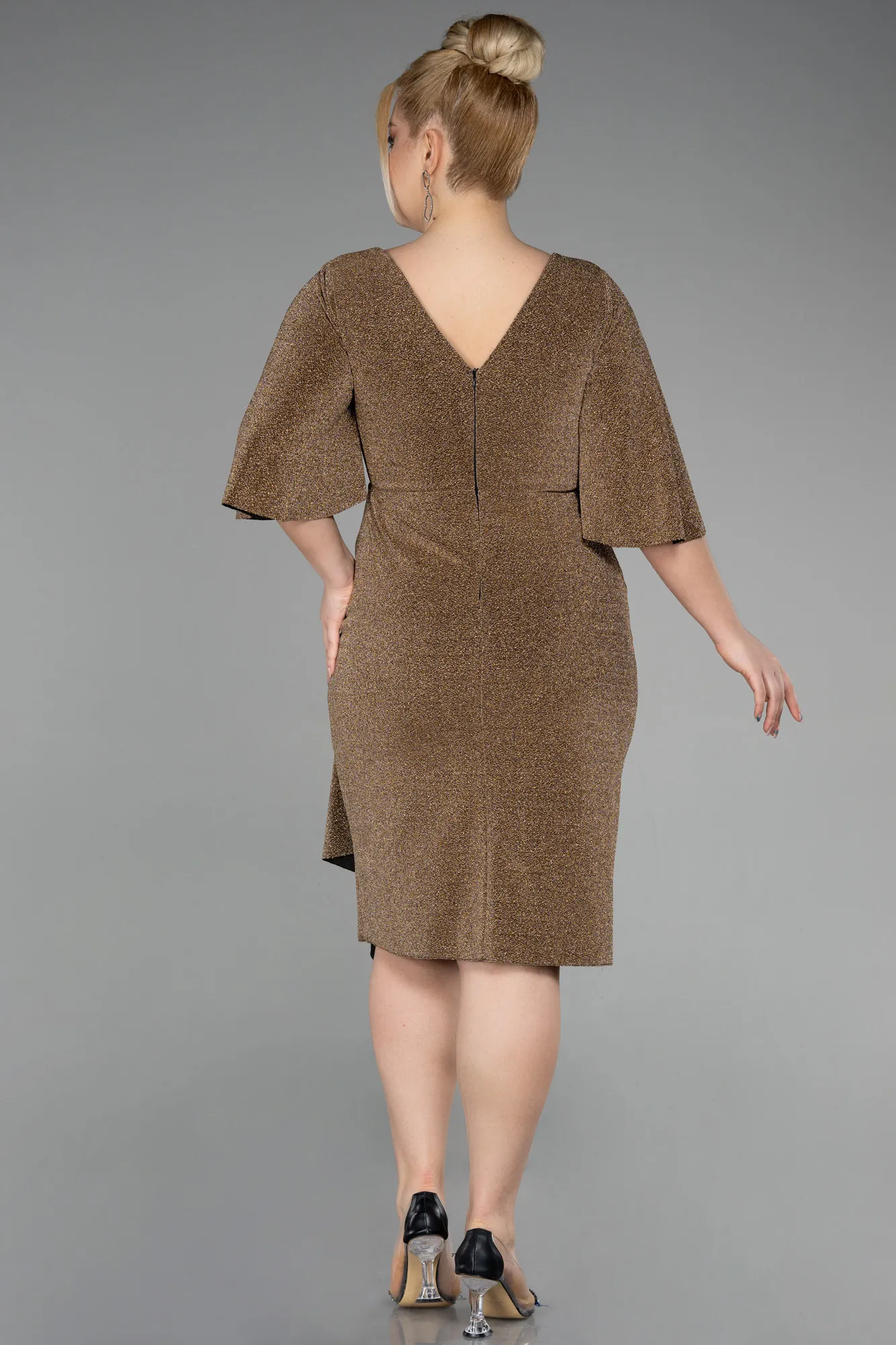 Gold-Midi Oversized Evening Dress ABK1625