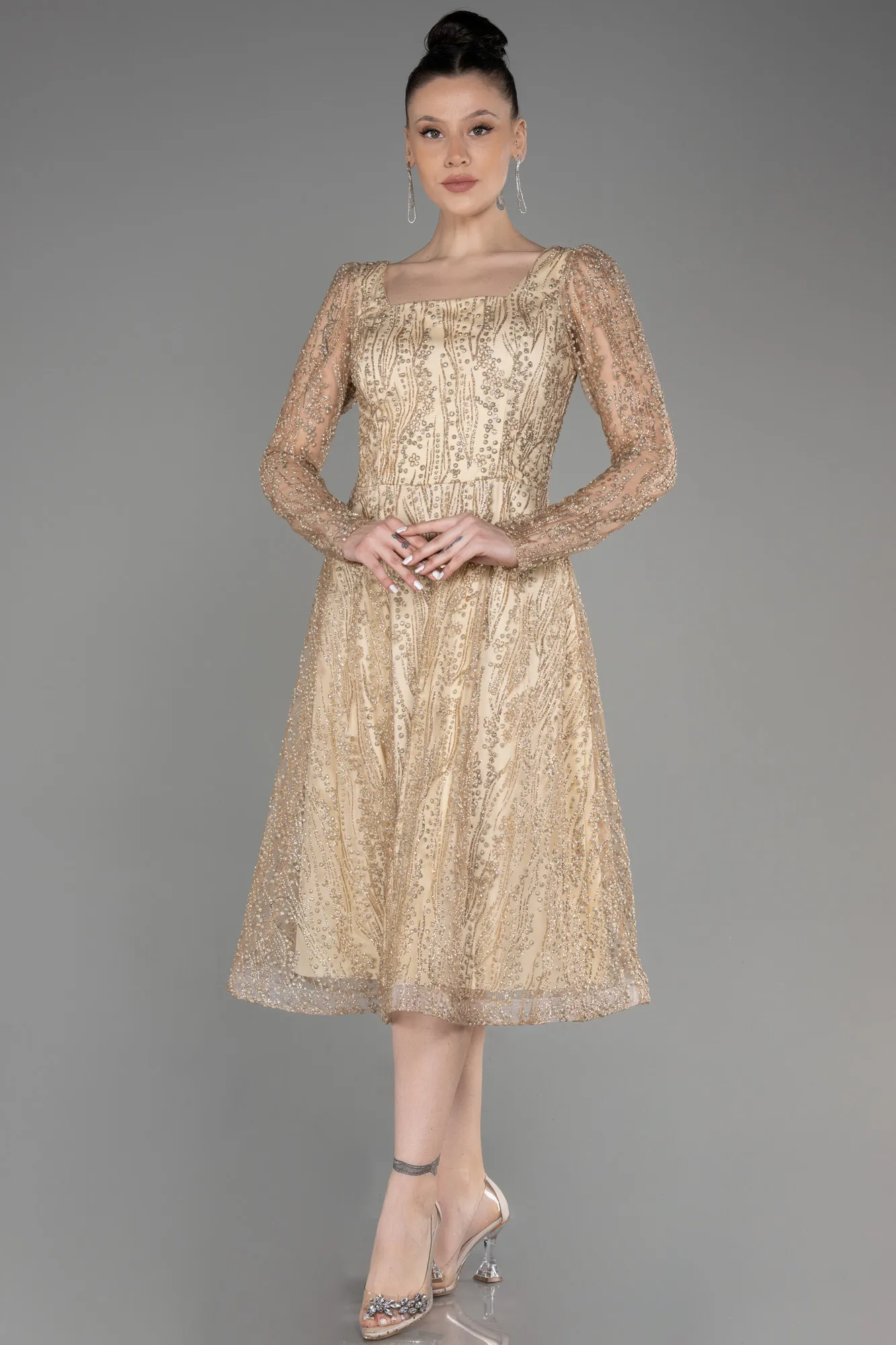 Gold-Midi Party Dress ABK1990