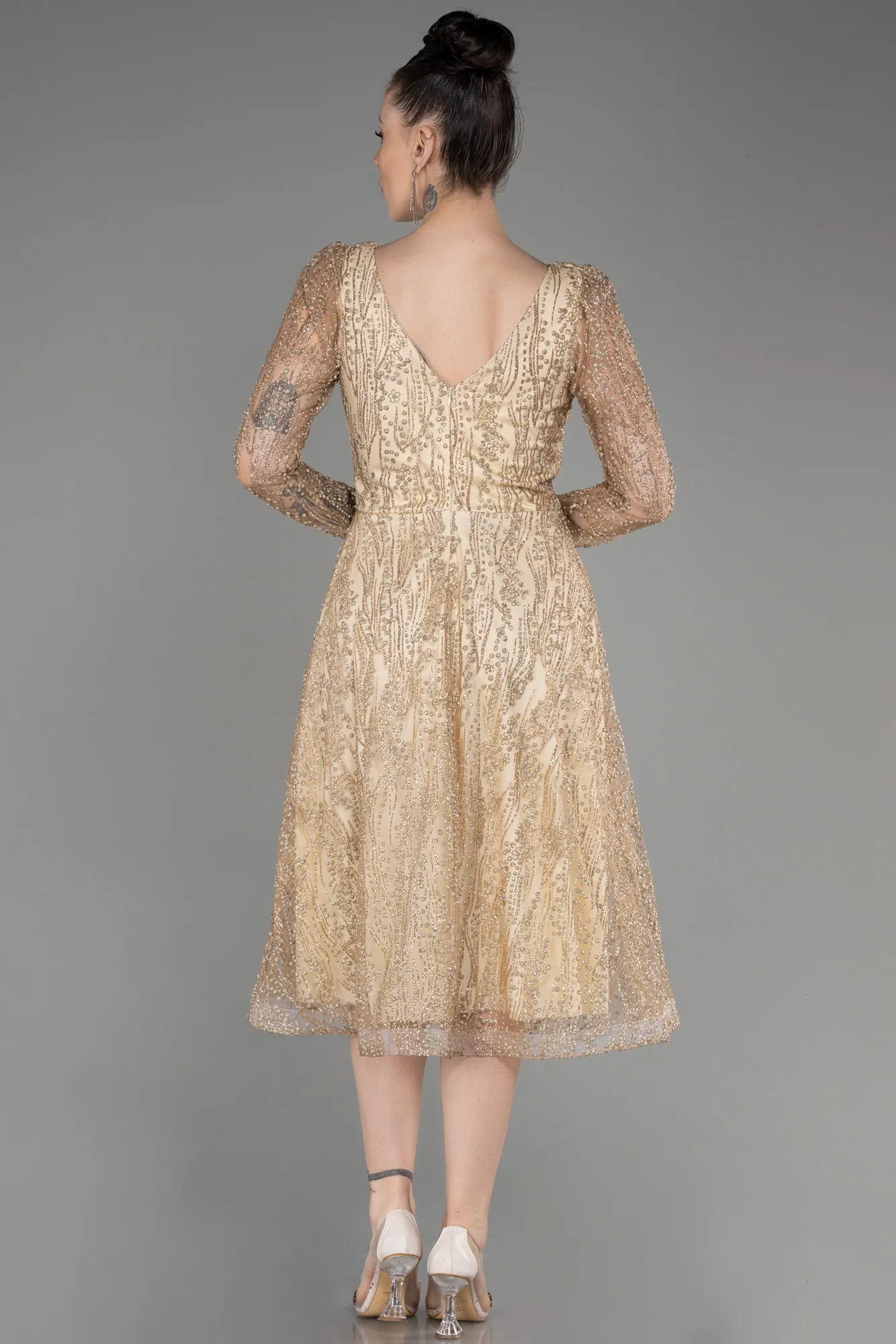 Gold-Midi Party Dress ABK1990
