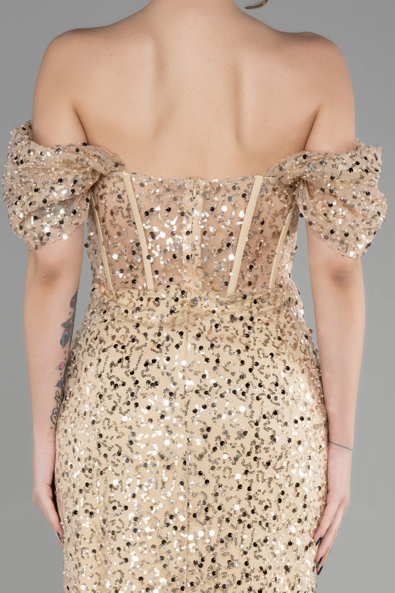 Gold-Midi Scaly Party Dress ABK1939