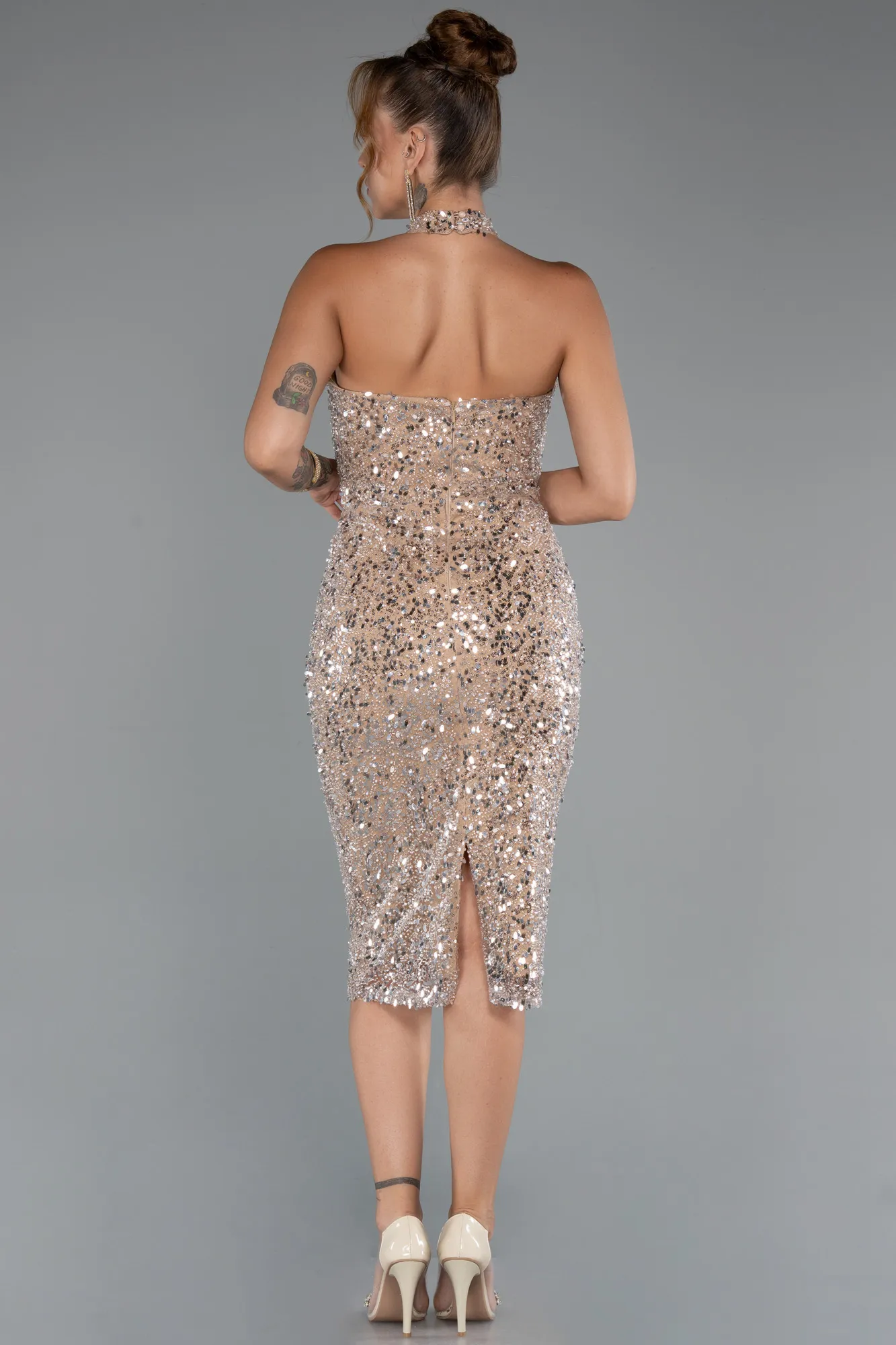 Gold-Midi Stony Cocktail Dress ABK2437