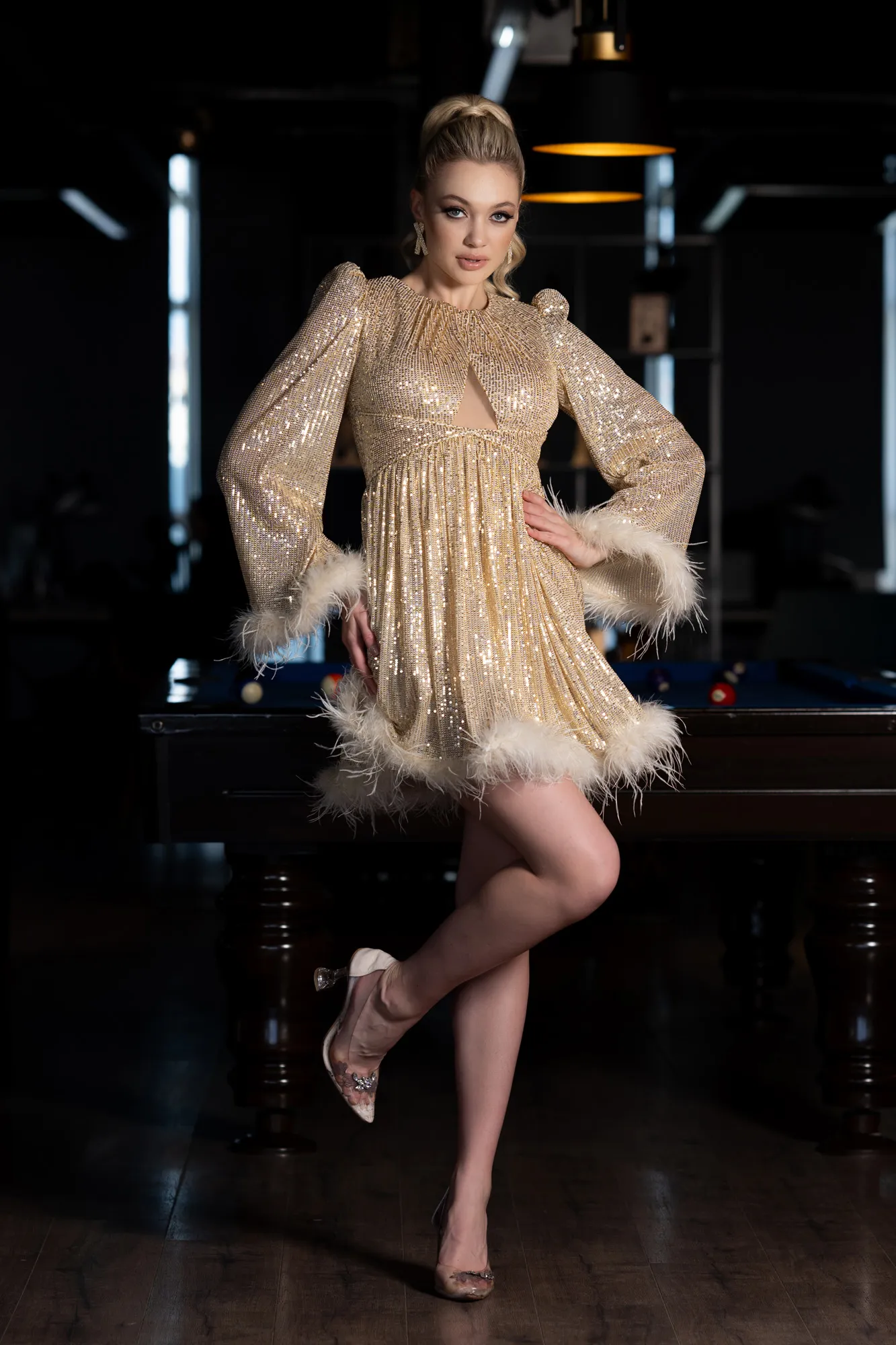 Gold-Short Cocktail Dress ABK1983