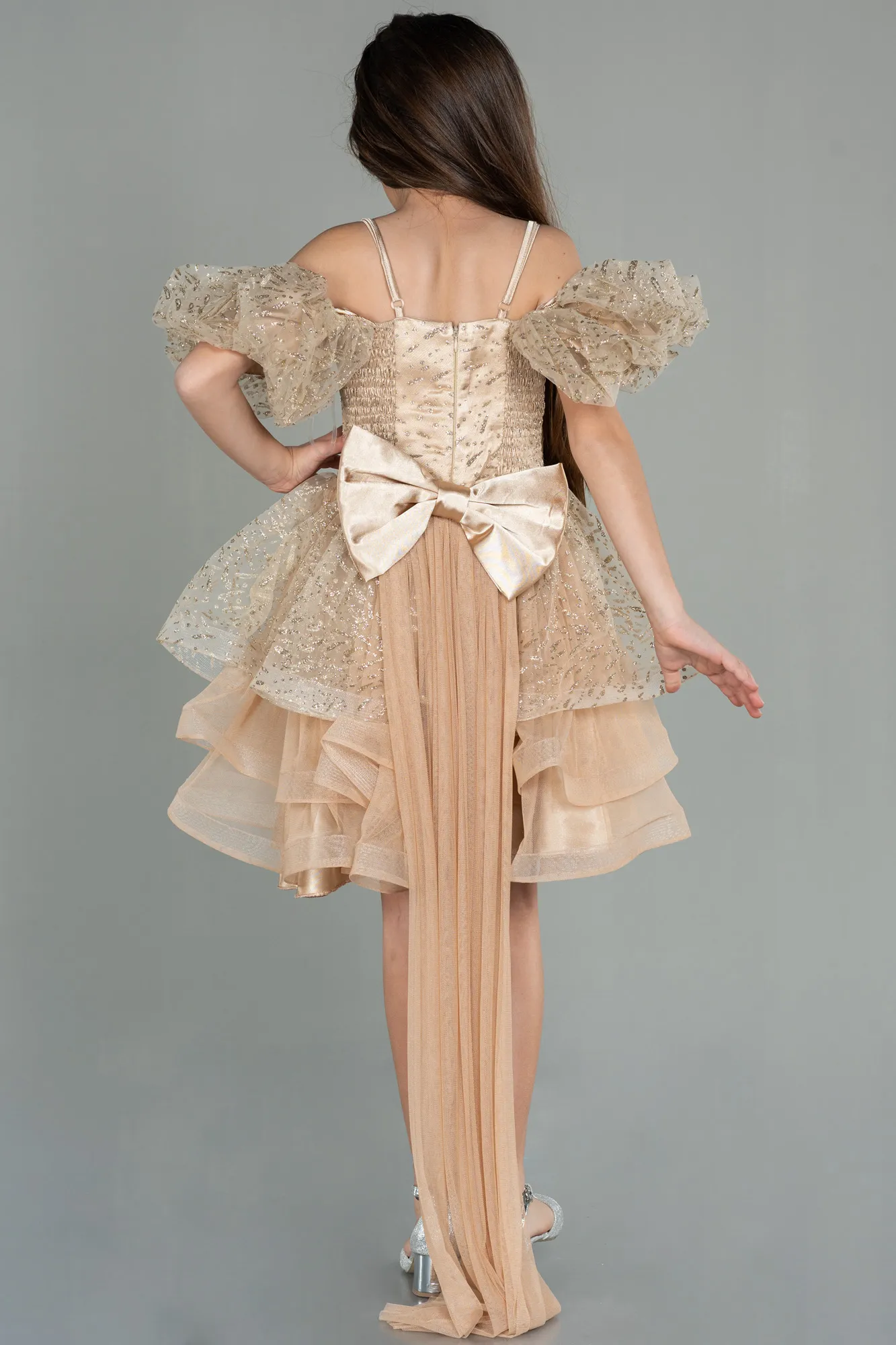Gold-Short Girl Dress ABK1716