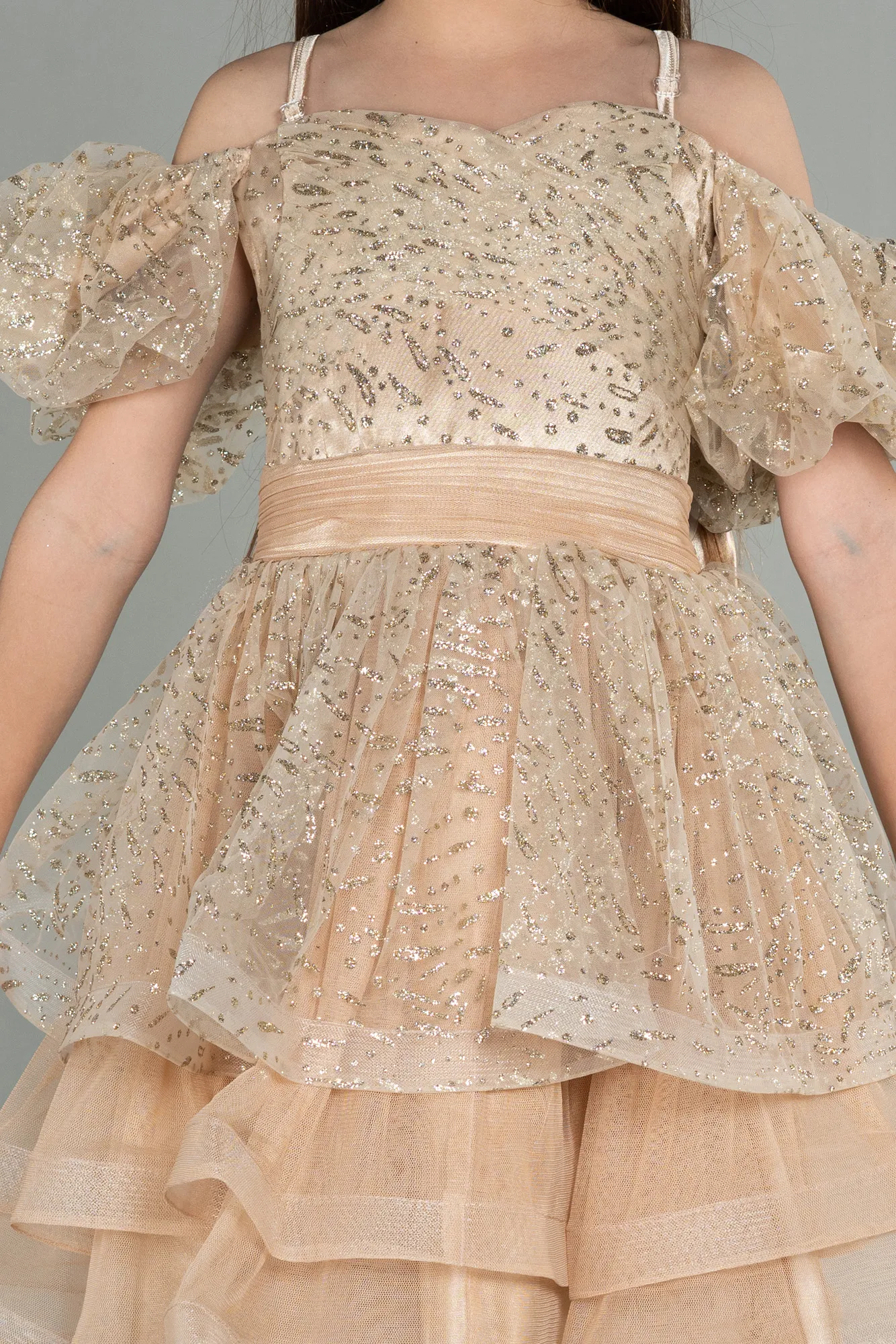 Gold-Short Girl Dress ABK1716