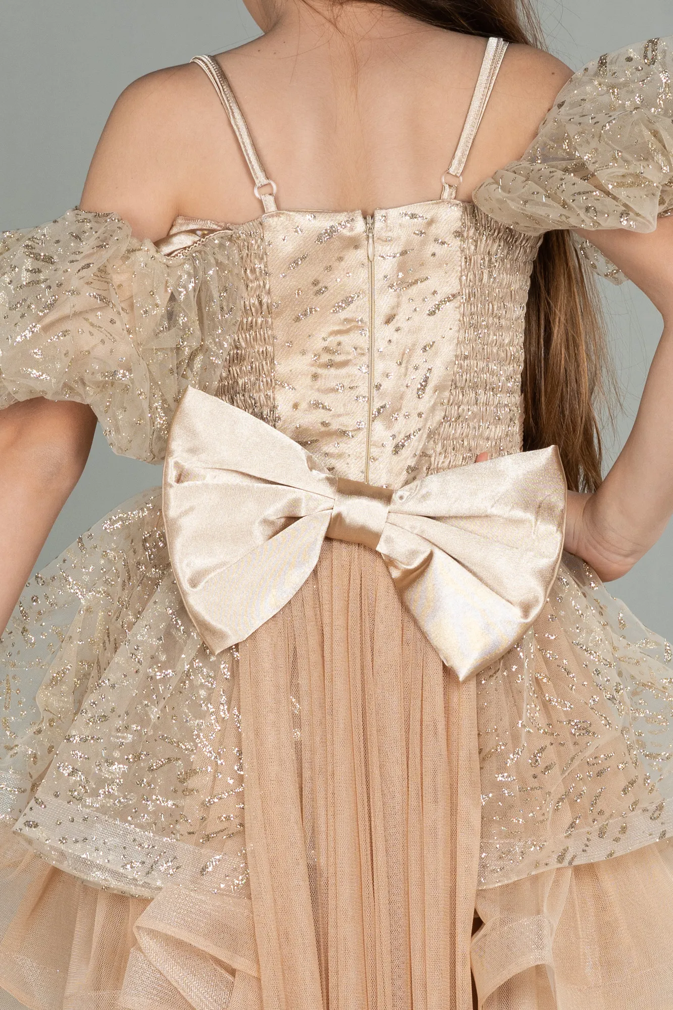 Gold-Short Girl Dress ABK1716