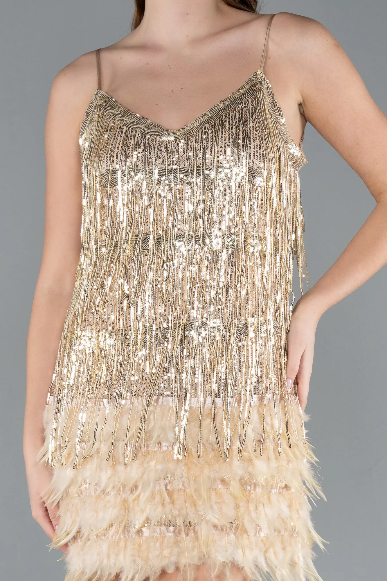 Gold-Short Invitation Dress ABK1629