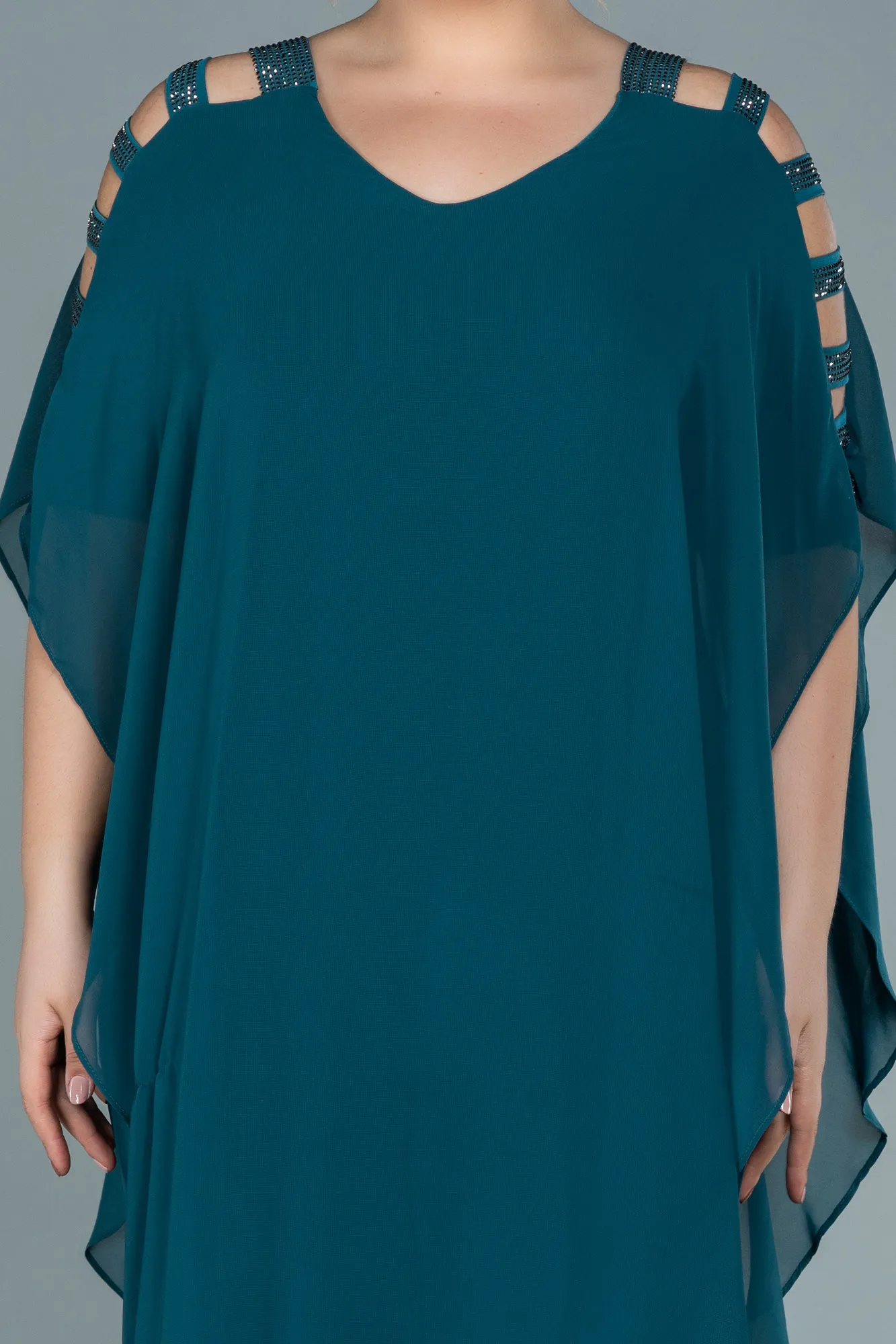 Green-Chiffon Plus Size Evening Dress ABT080