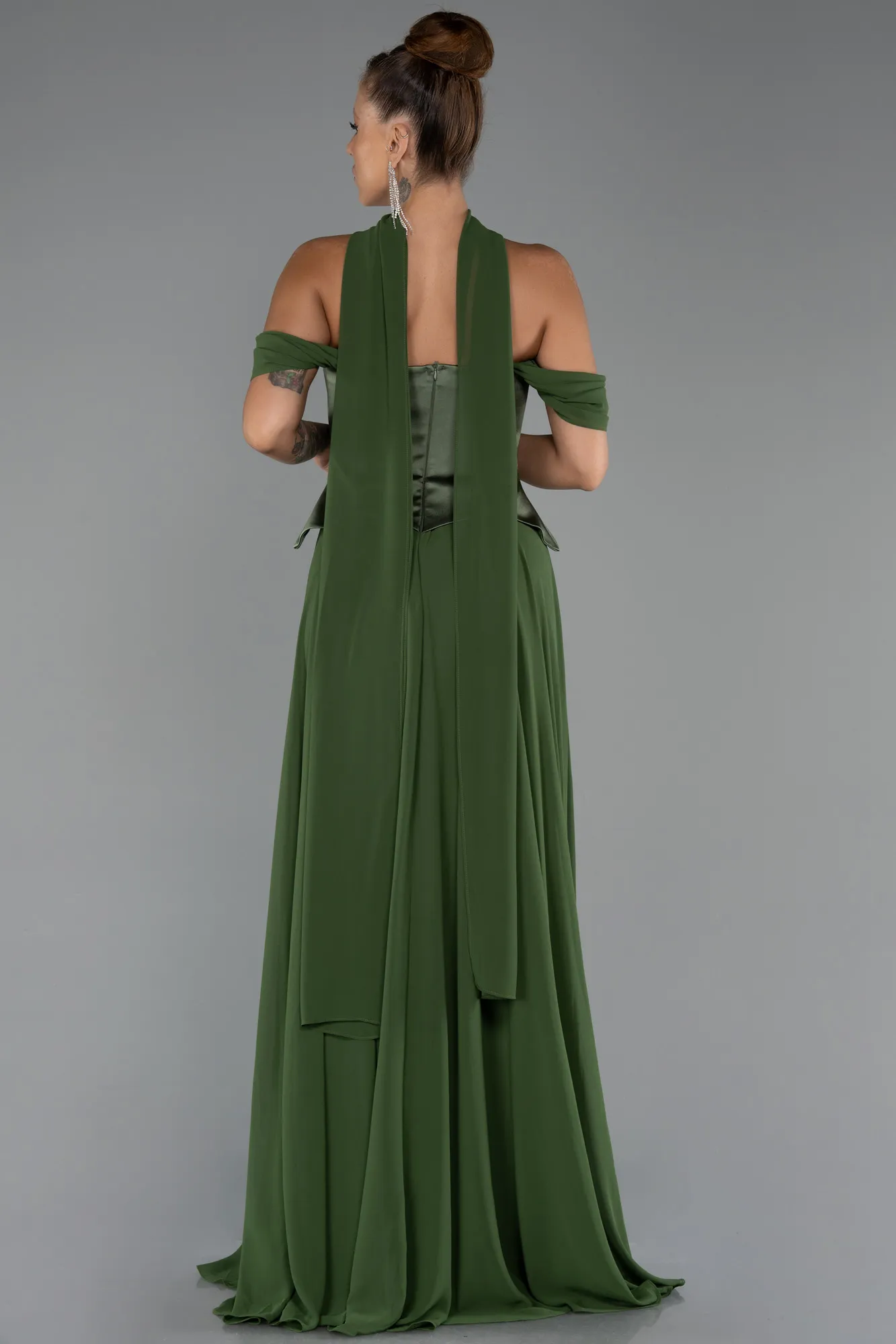 Green-Long Chiffon Evening Dress ABU5327