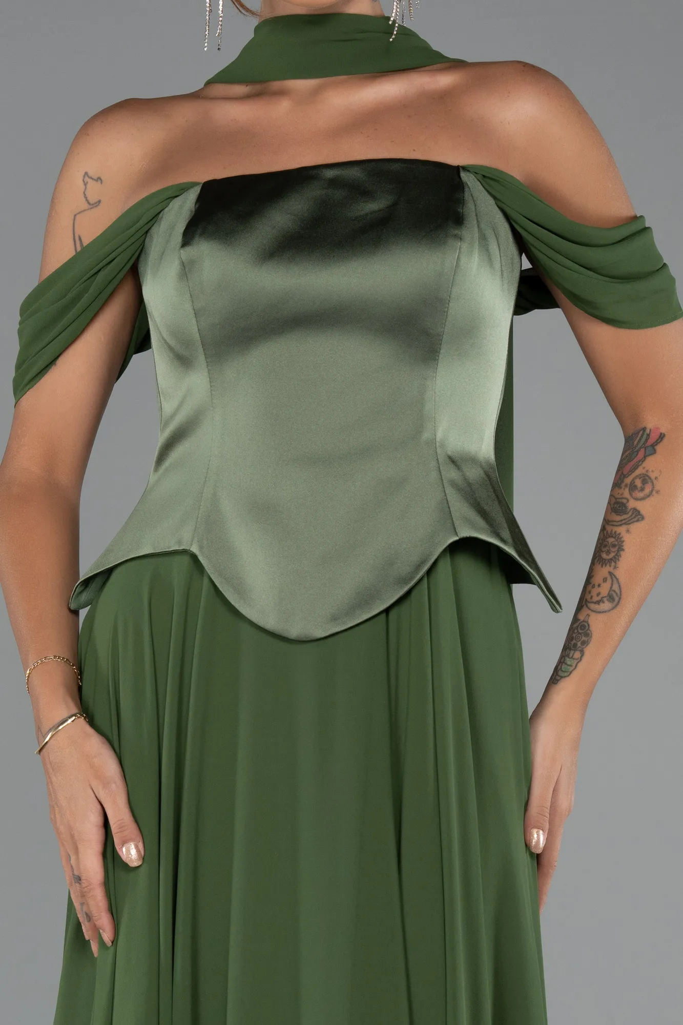 Green-Long Chiffon Evening Dress ABU5327