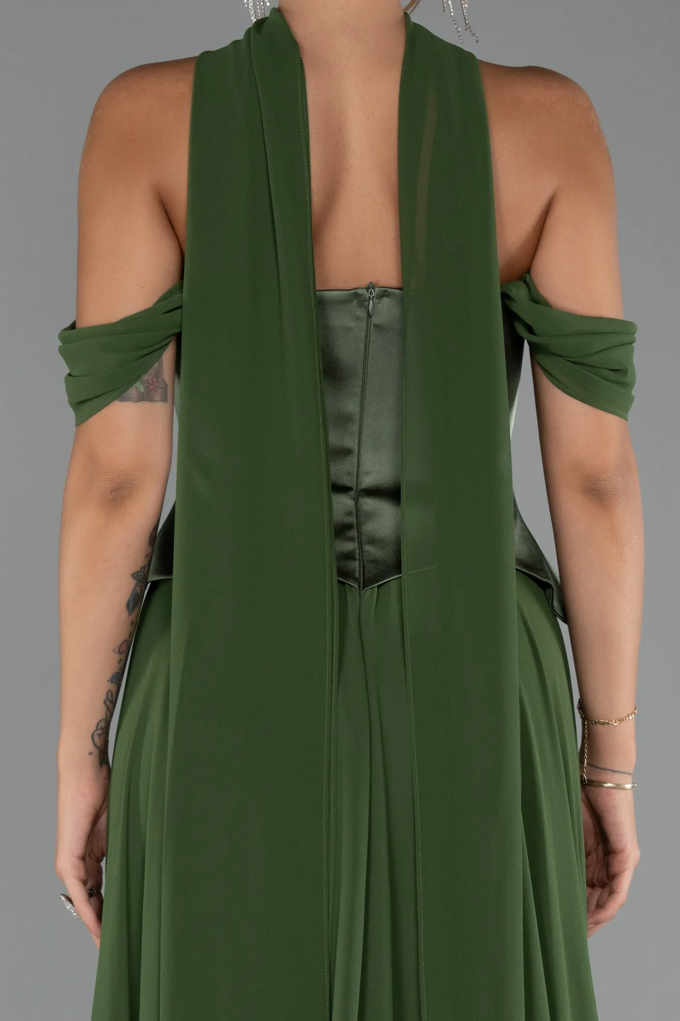 Green-Long Chiffon Evening Dress ABU5327