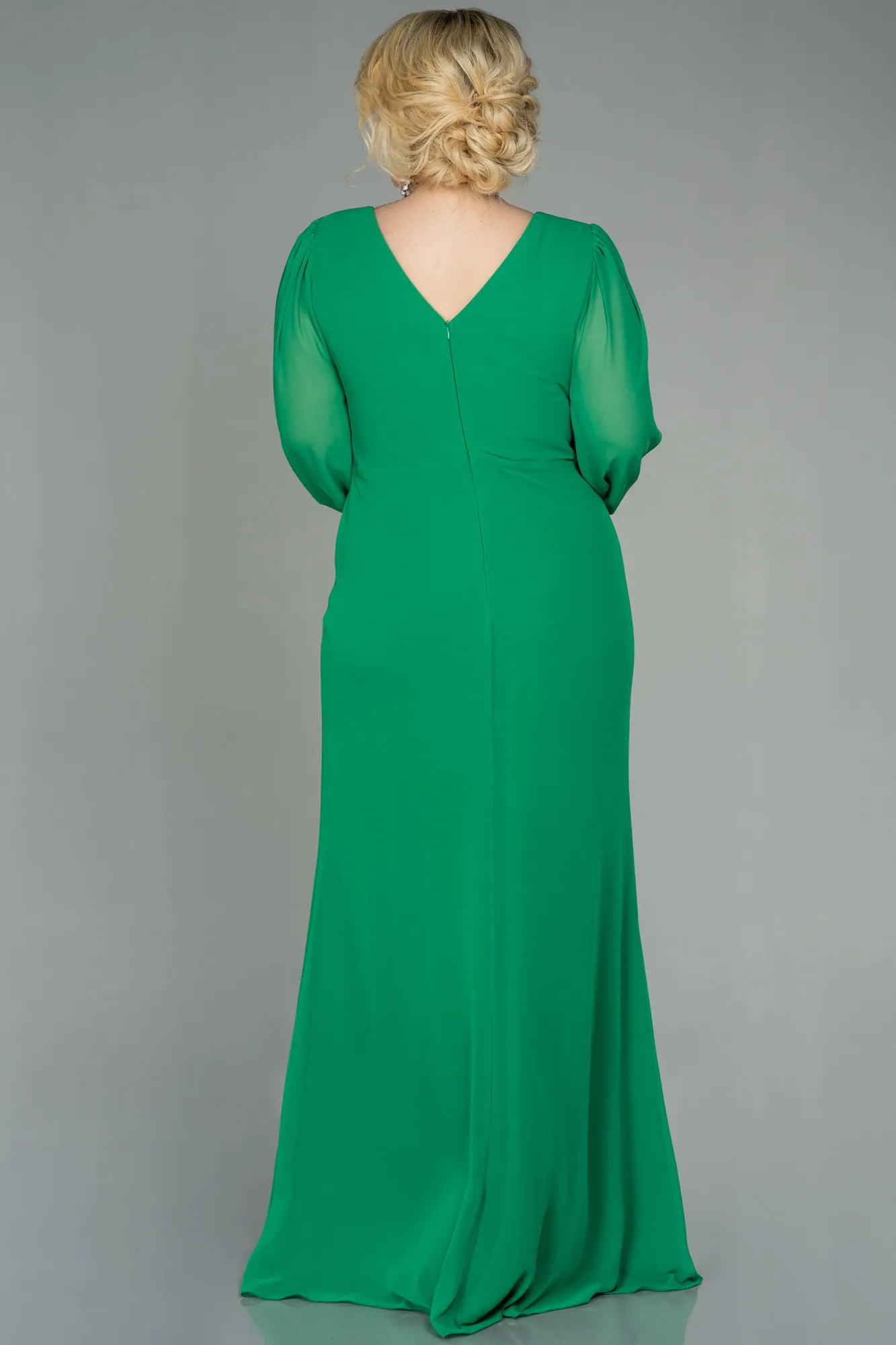 Green-Long Chiffon Plus Size Evening Dress ABU2763