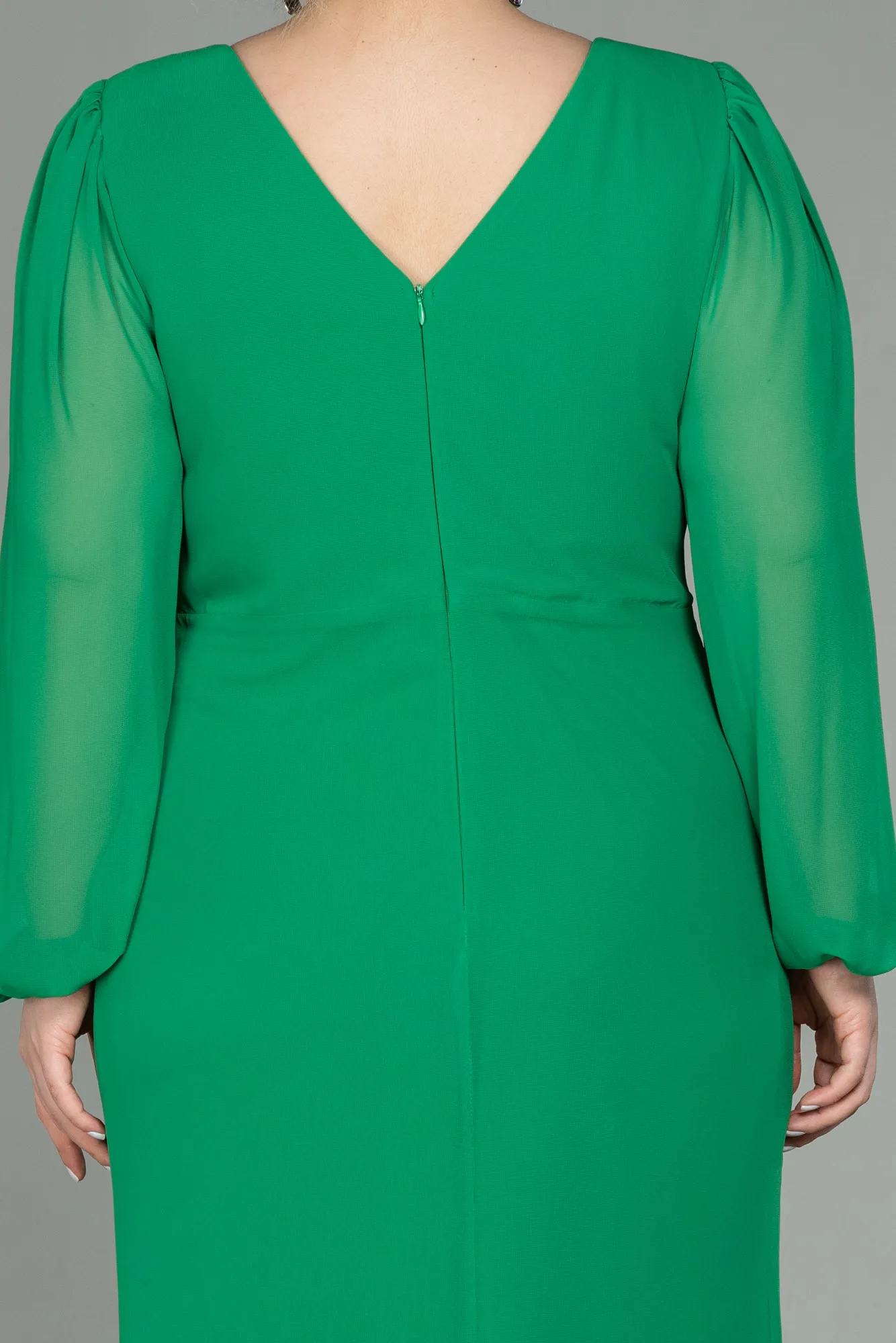 Green-Long Chiffon Plus Size Evening Dress ABU2763