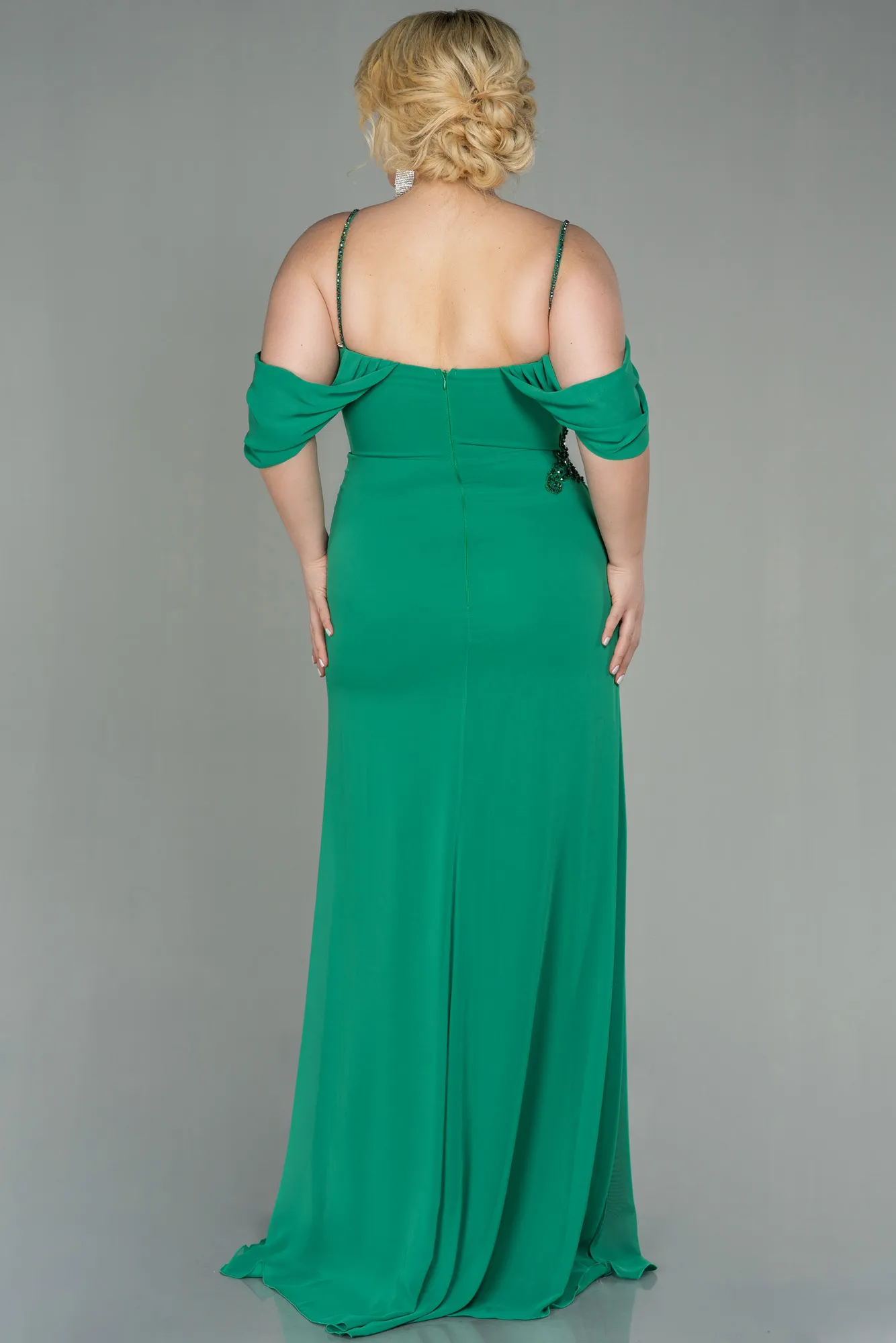 Green-Long Chiffon Plus Size Evening Dress ABU2929