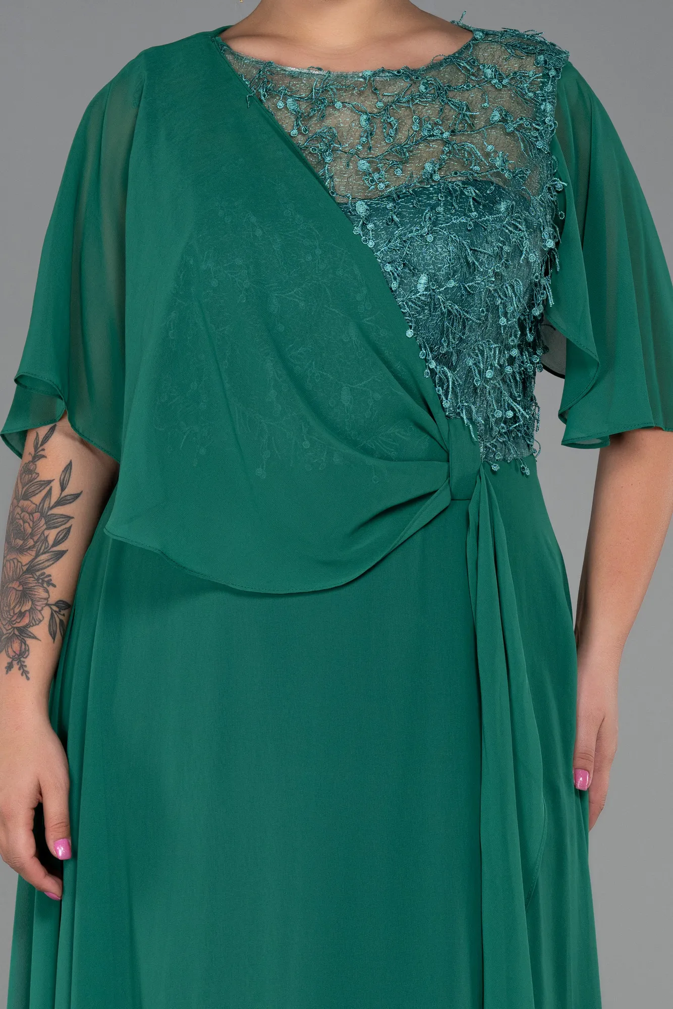 Green-Long Chiffon Plus Size Evening Dress ABU3257
