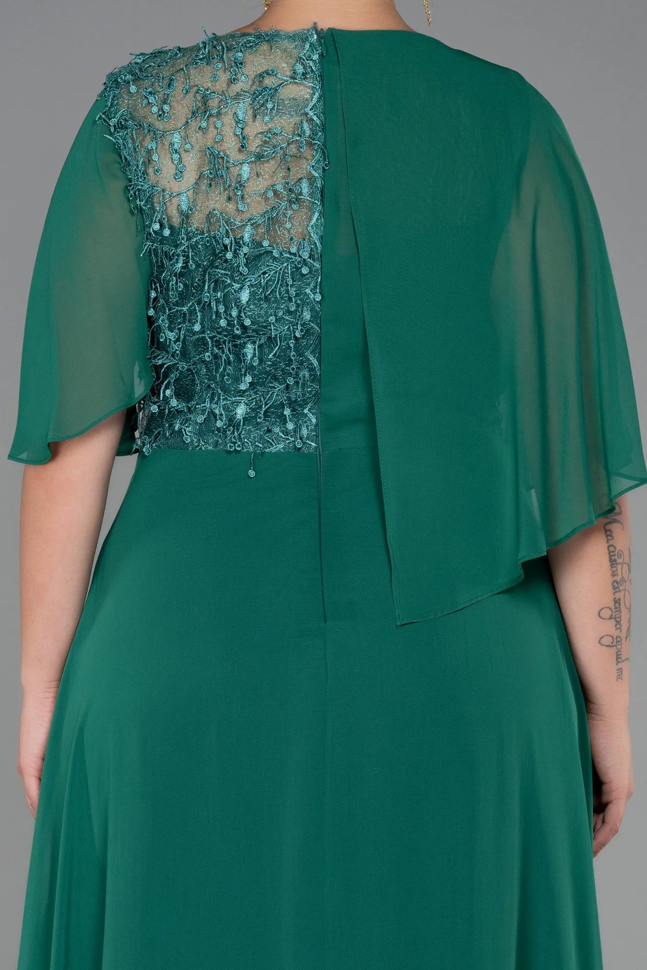 Green-Long Chiffon Plus Size Evening Dress ABU3257