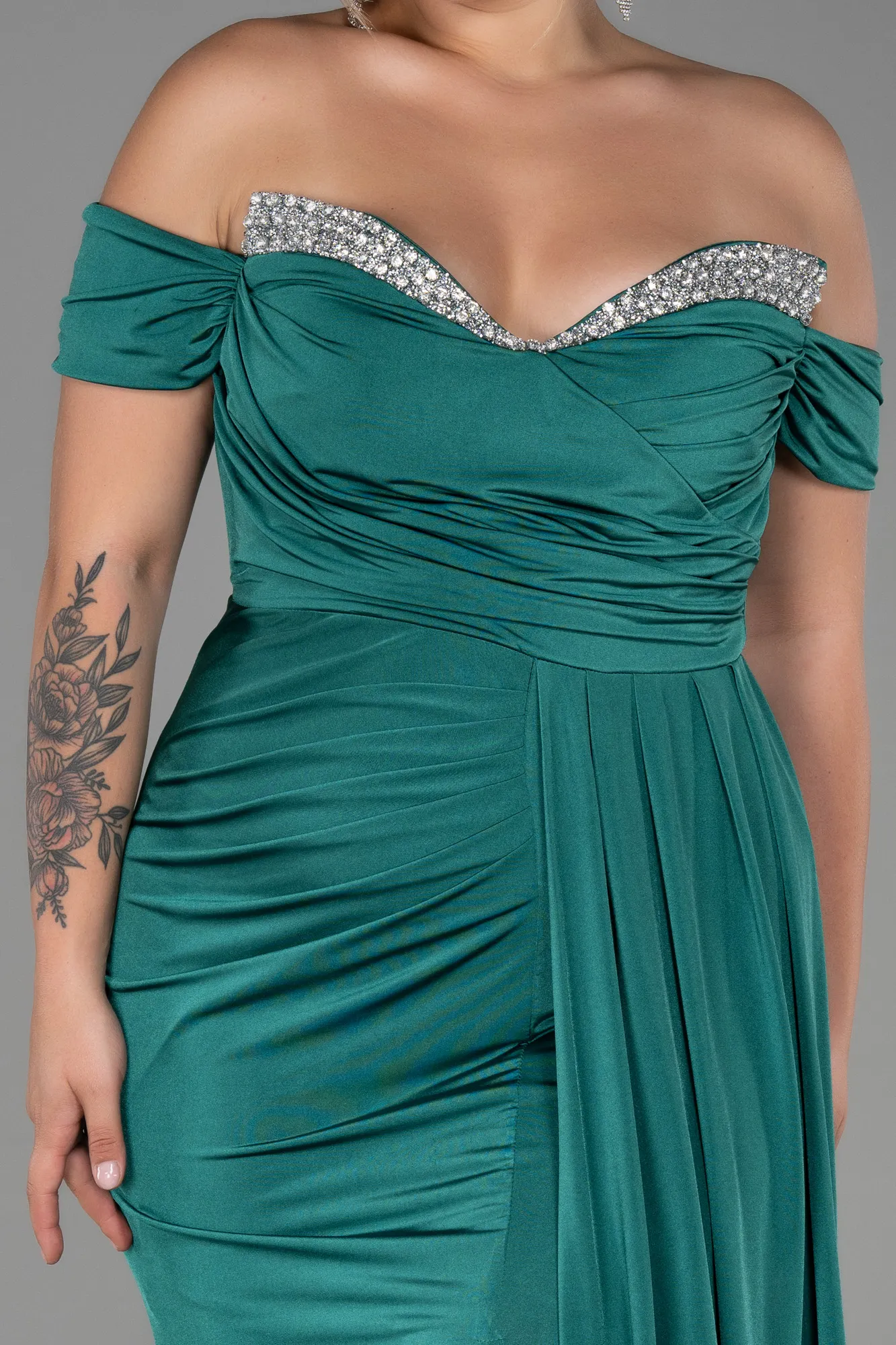 Green-Long Plus Size Evening Dress ABU3339