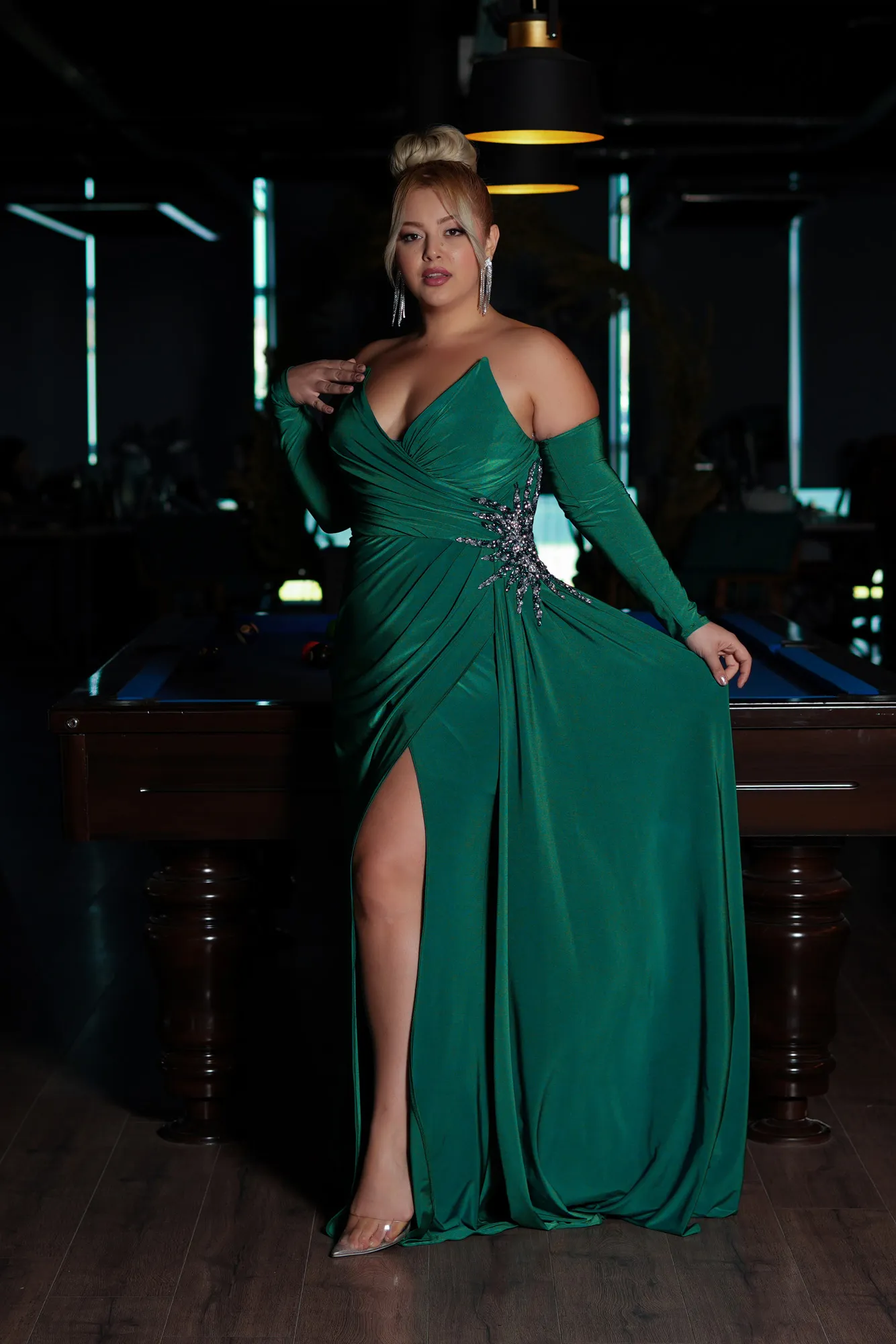 Green-Long Plus Size Evening Dress ABU3352