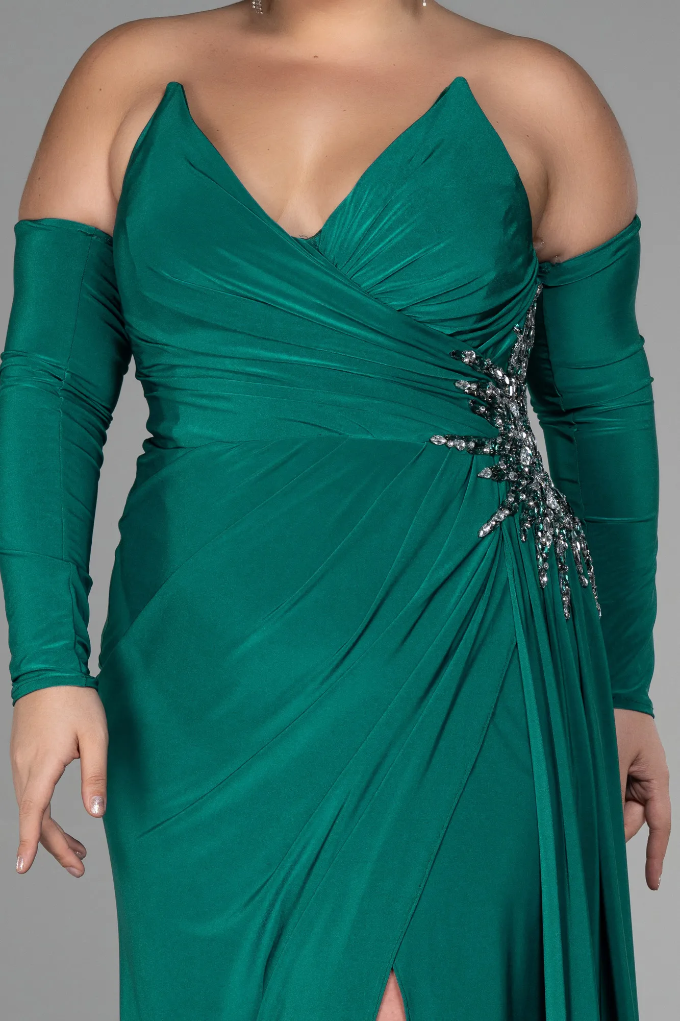 Green-Long Plus Size Evening Dress ABU3352