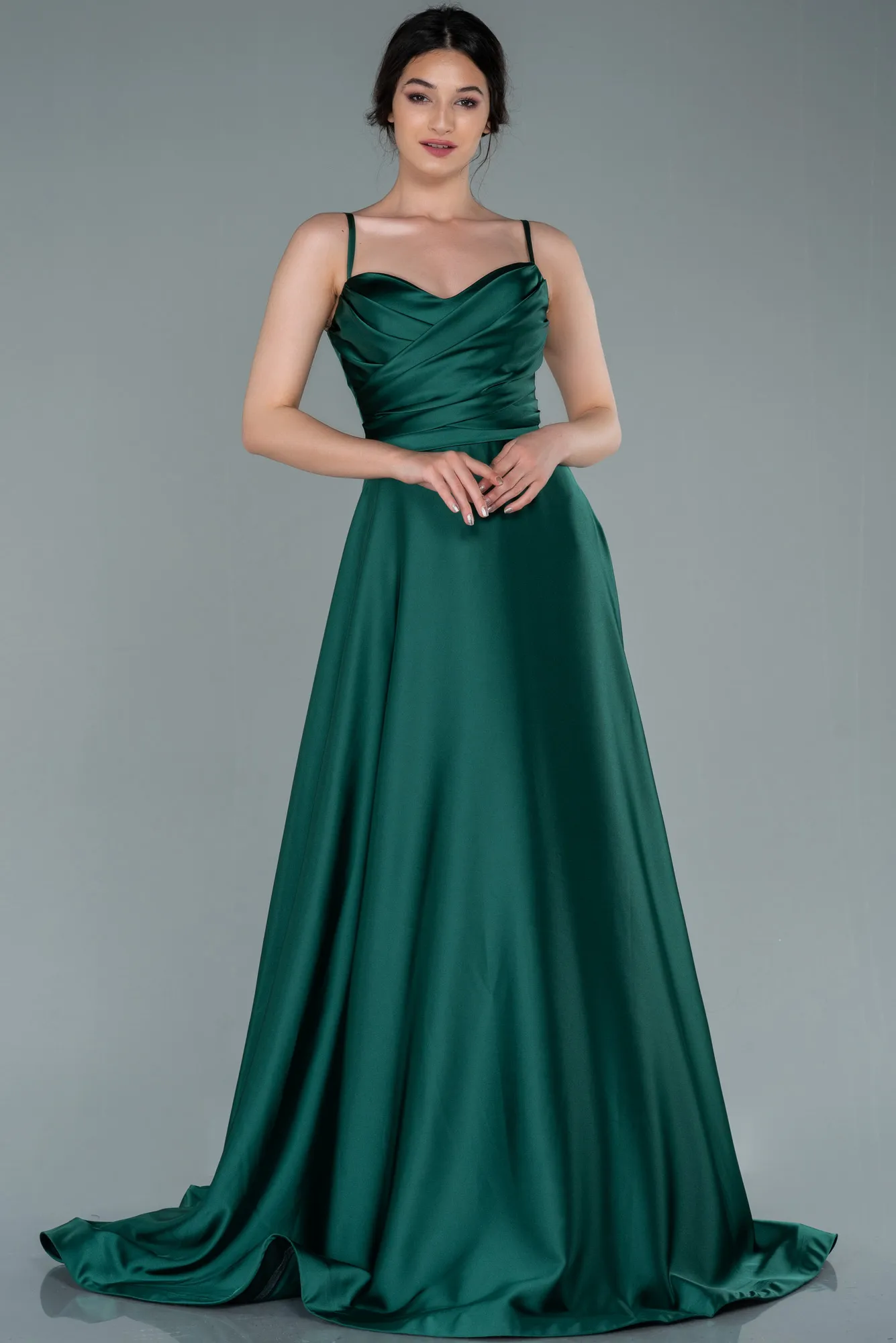 Green-Long Satin Evening Dress ABU1601