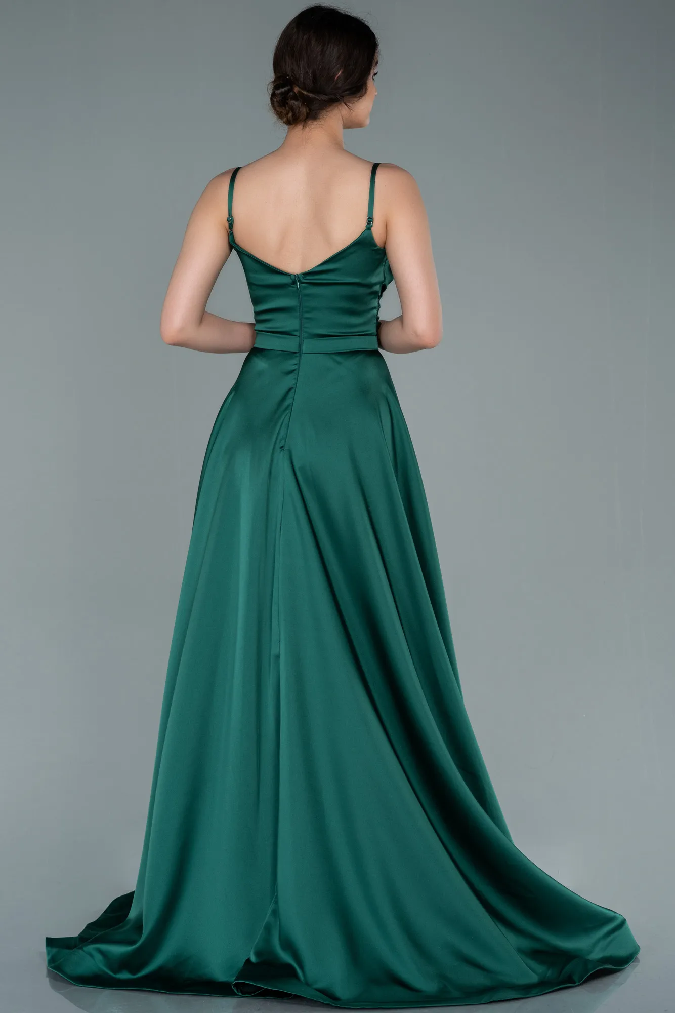 Green-Long Satin Evening Dress ABU1601